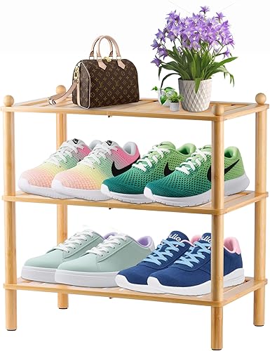 Zapatero de bambú Zapatero vertical para espacios pequeños, estante de zapatos delgado que ahorra espacio, zapatero alto vertical estrecho para