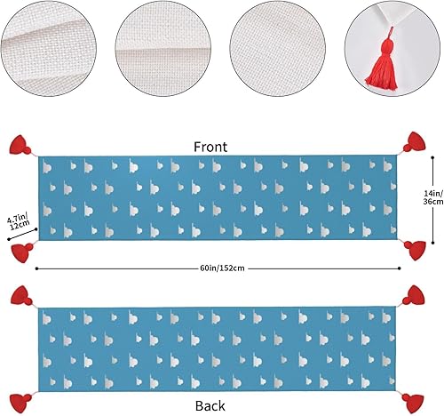 Miniatura 4 de Camino de mesa navideño de 60 pulgadas de largo, camino de mesa de otoño para mesa de comedor, decoraciones de Navidad, camino de mesa de café con