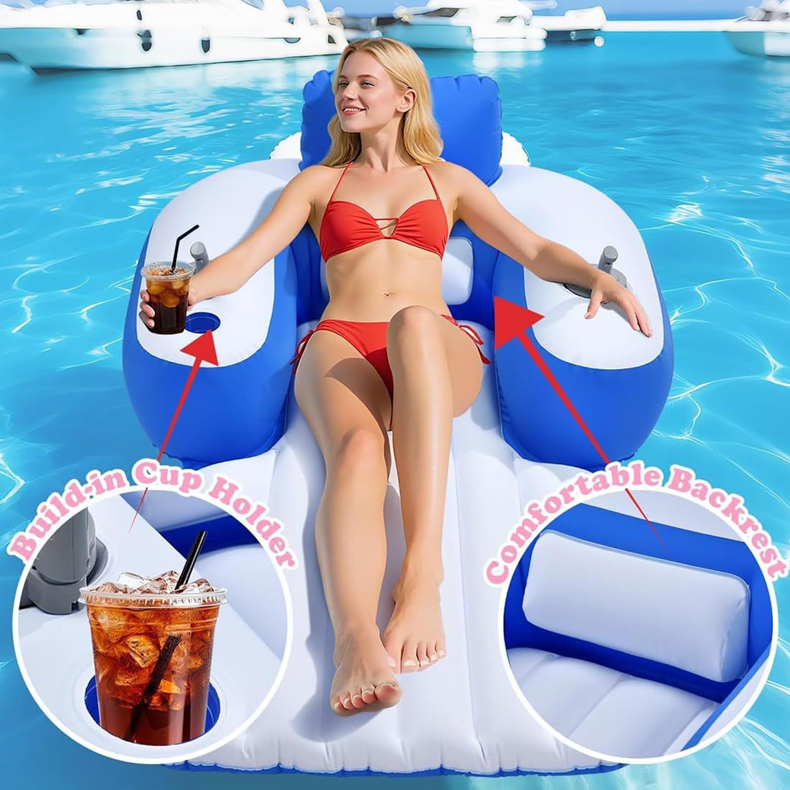 Silla Flotante Hinchable con Hélice Eléctrica, Silla De Piscina con Flotador Eléctrico, Asiento Flotante Portátil para Relajarse En El Lago, La Piscina Y La Playa