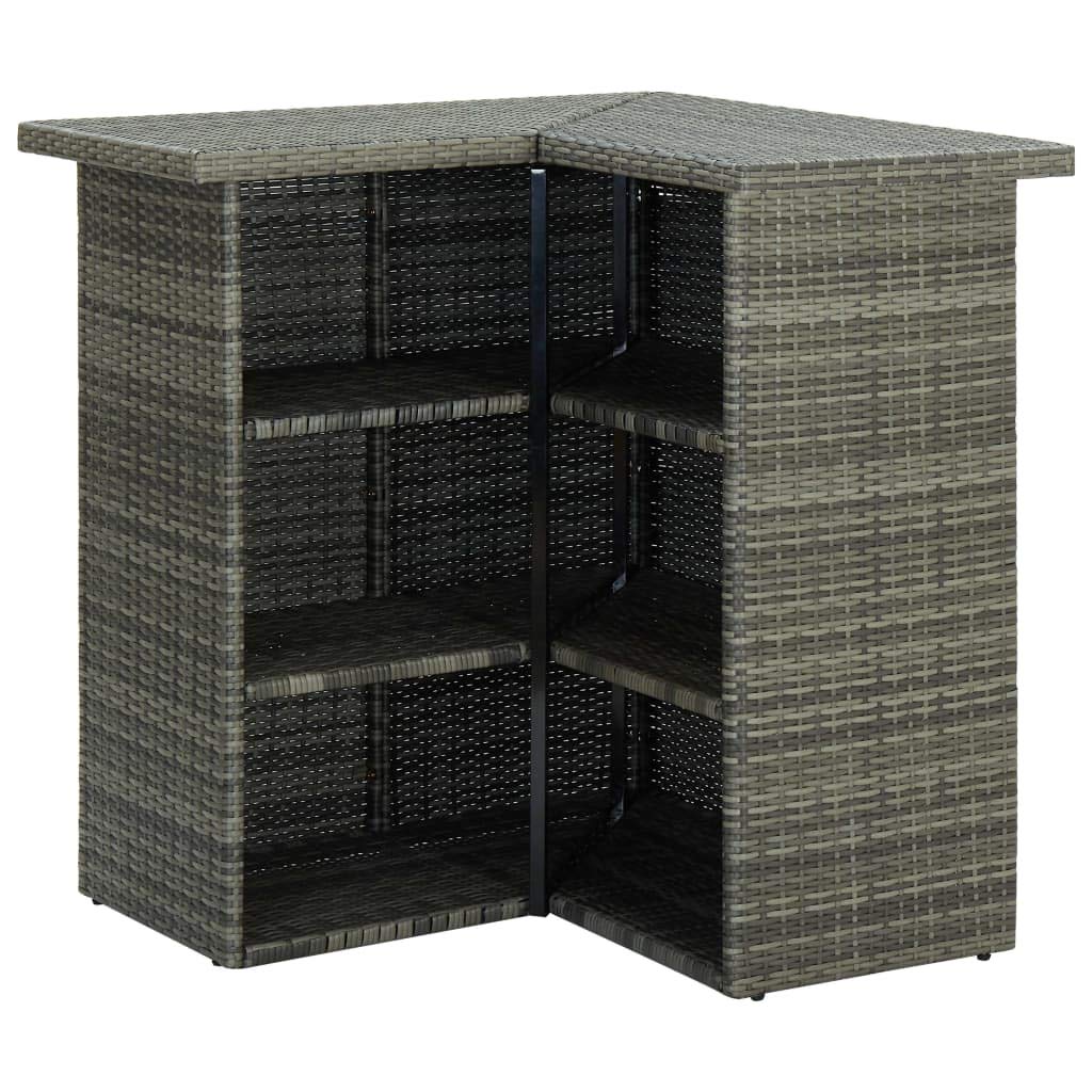 vidaXL Meuble de Bar de Jardin 8 pcs avec Coussins Salon de Jardin Table et Tabourets Résine Tressée Gris
