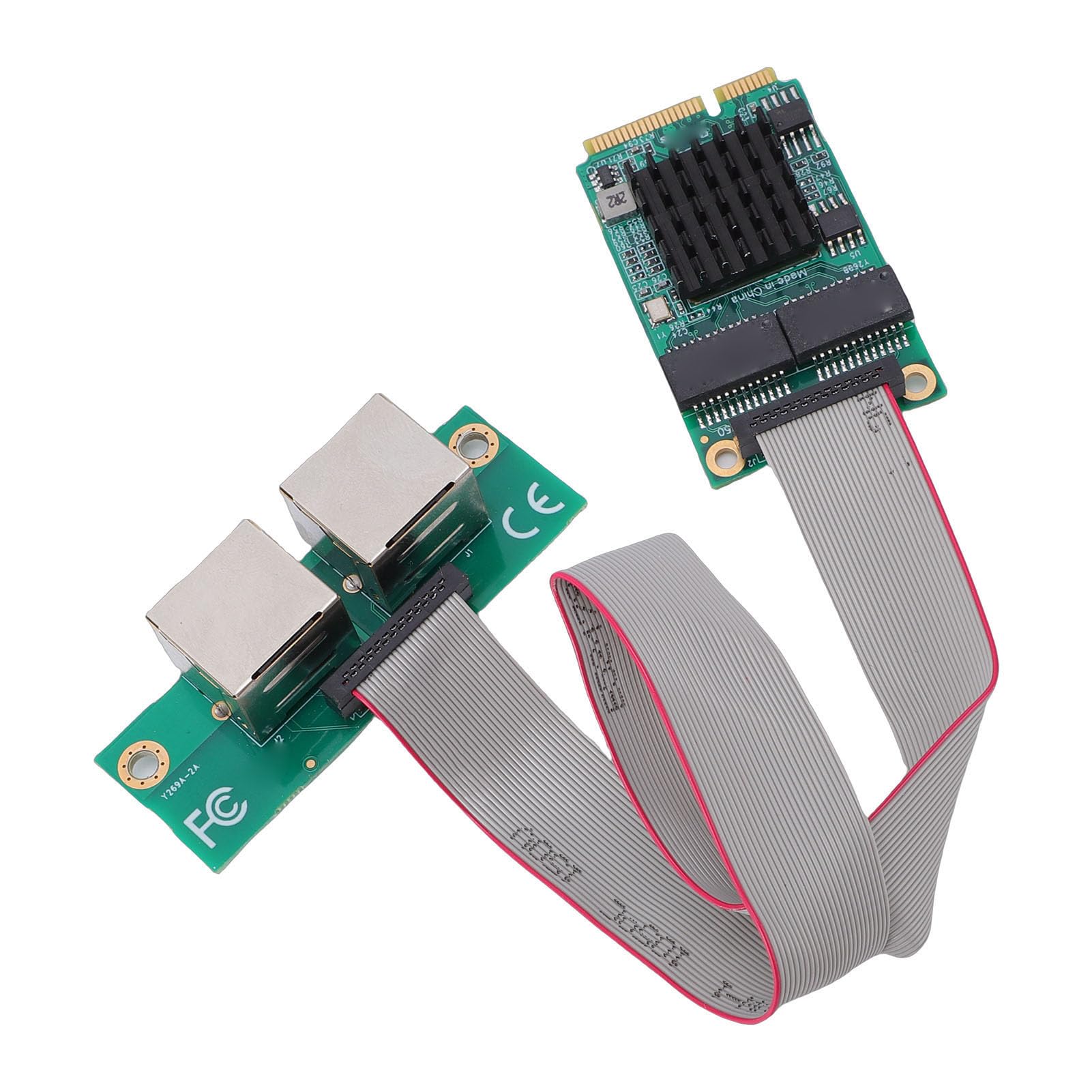 Zunate Dwuportowy Adapter Gigabit Ethernet Mini PCIe |Karta Sieciowa RJ45 Kontrolera I350 do Komputera Stacjonarnego, Komputera Przemysłowego, Obsługa SR-IOV 10/100/1000Mbps
