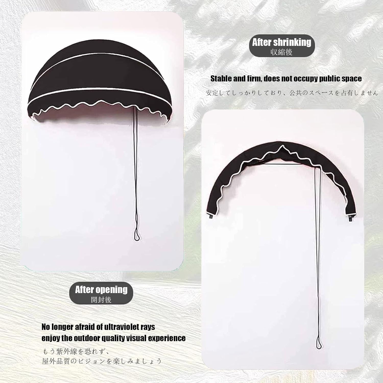 Dome-Style Fabric Canopy for French Balconies Retractable Window & Door Awning Curved Shade Solution 95cm/37.40in Diameter Perfect for Sun Protection & Outdoor Decor