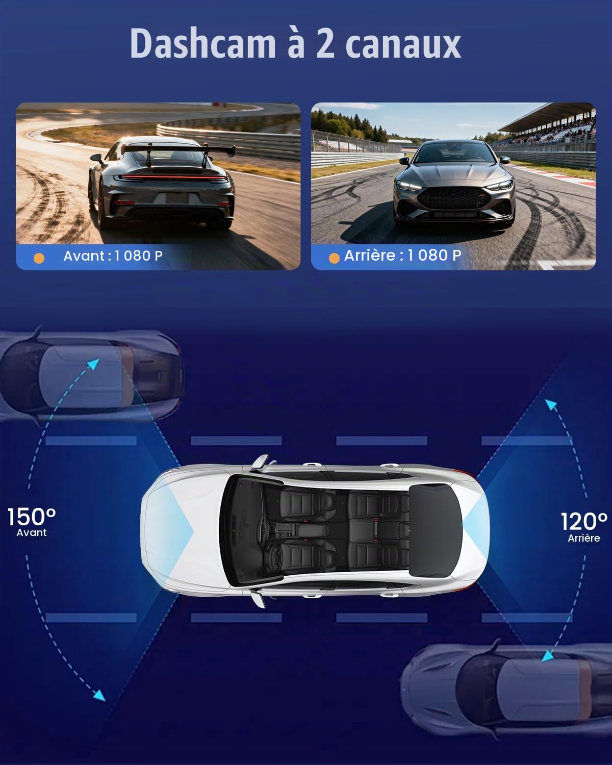 Dashcam Voiture Rétroviseur avec Caméra de Recul, Dashcam avec 9,7" écran Tactile IPS Double Caméra de Tableau de Bord Miroir, Enregistrement en Boucle, Rétroviseur avec Streaming et Carte de 64 Go