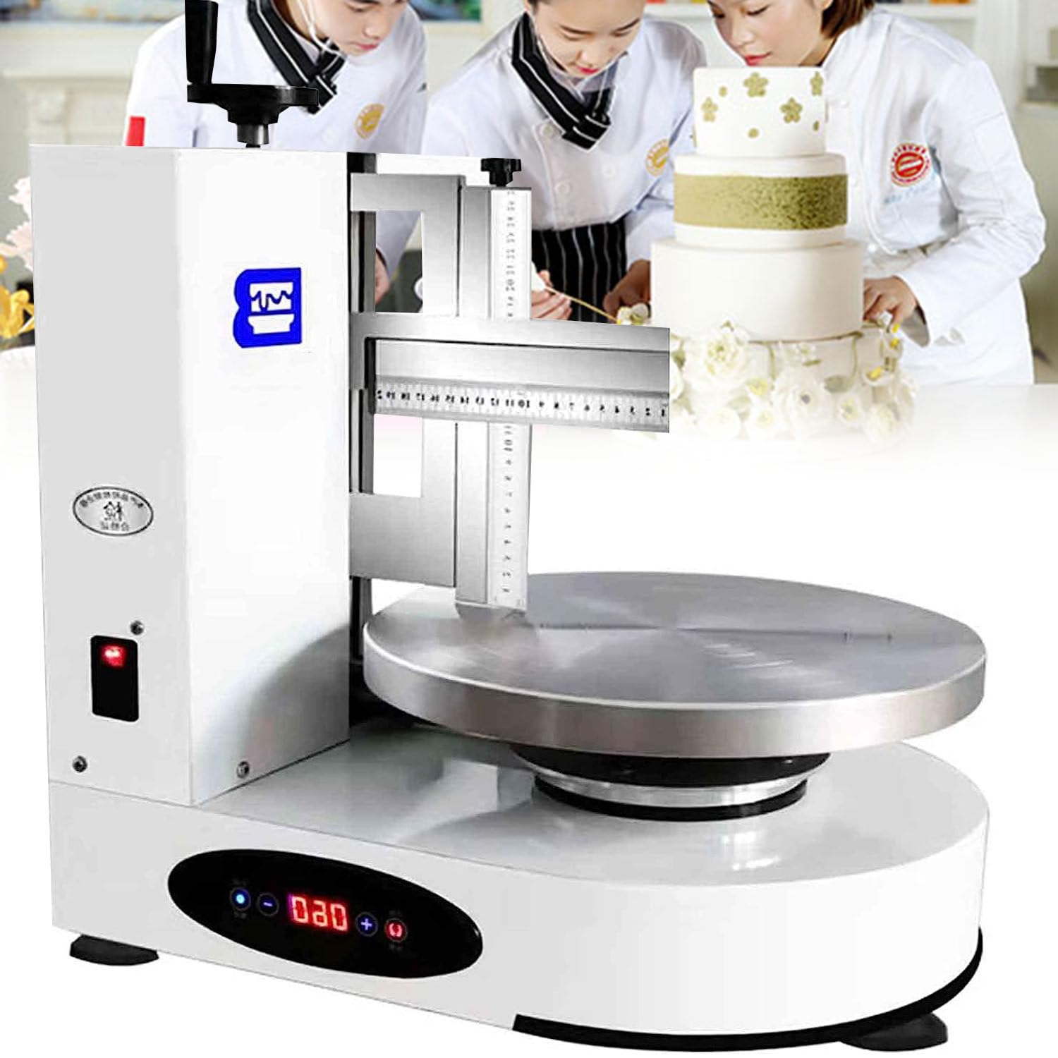 Máquina para Untar y esparcir Crema para Tartas, raspador de Tartas Ajustable más Suave para Tartas de 4-12 Pulgadas, Acero Inoxidable 304,White