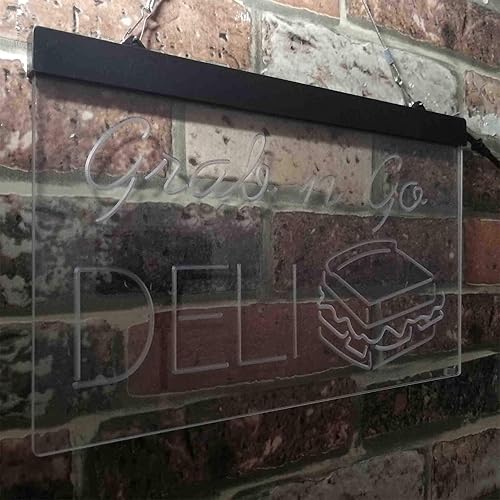 Miniatura 4 de ADVPRO Grab n Go Deli Café - Letrero de neón LED de doble color, azul y amarillo, 24 x 16 pulgadas, st6s64-i3835-by