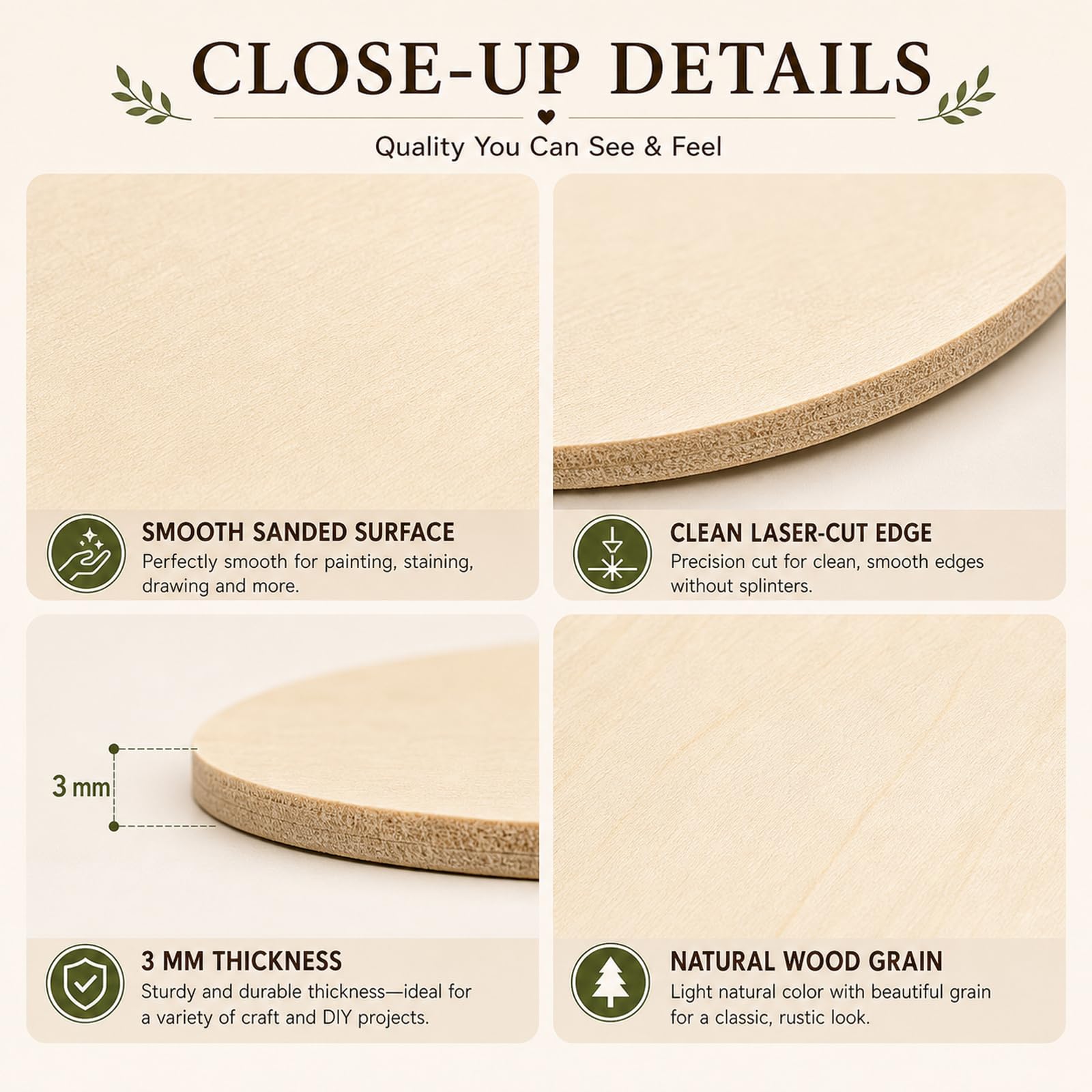 STARVAST 50 dischi di legno grezzo naturale, fetta di legno 15 cm con spessore 3 mm, tondi di legno per arti e mestieri, decorazioni natalizie, artigianato fai da te, 6 pollici