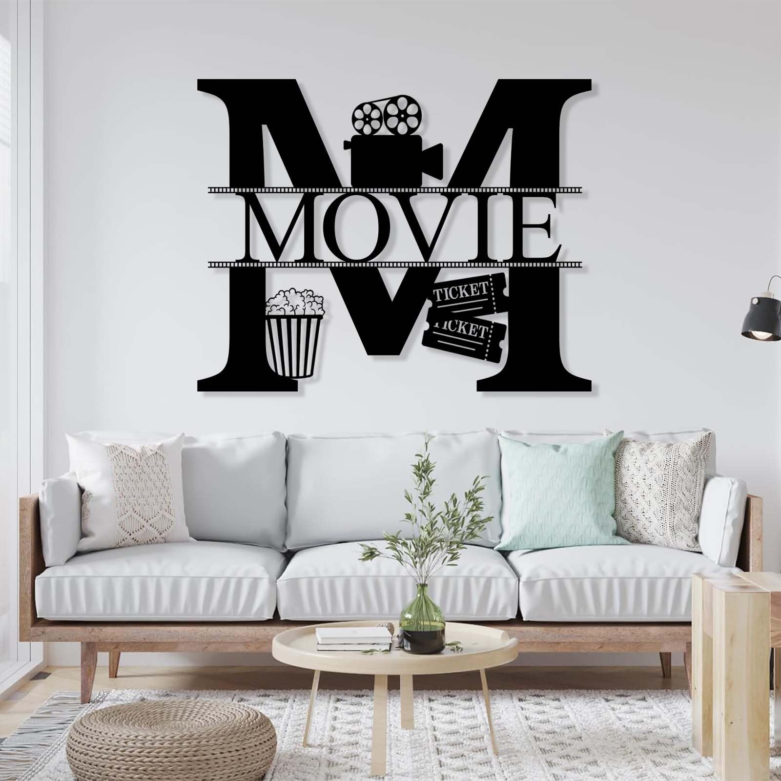 Decorazione Murale in Metallo Insegna A Lettere per Cinema E Popcorn Insegna A Macchina Fotografica da Appendere Regalo per Appassionati di Cinema E Collezionisti Oro 47X37 Cm