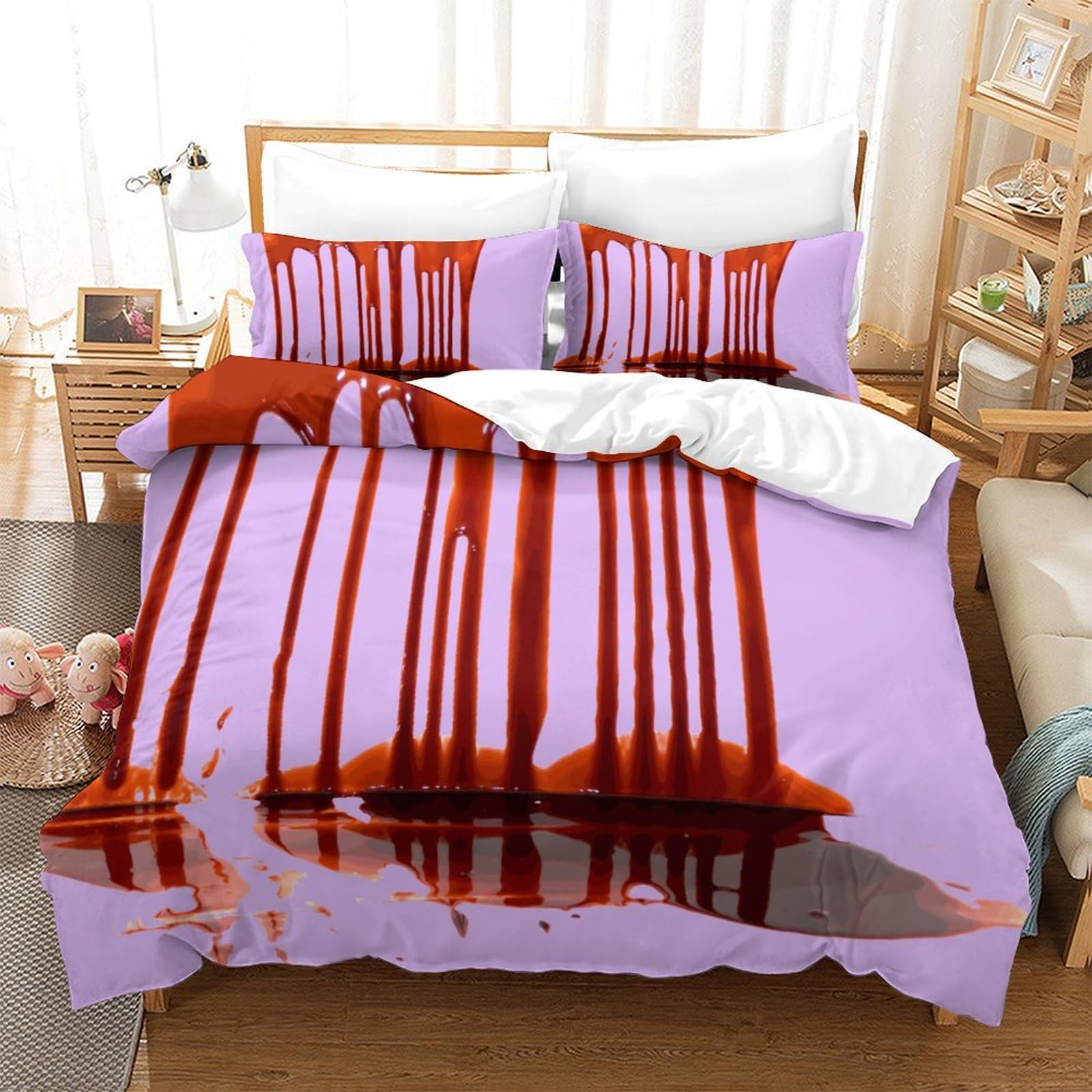 P1s9u7w5y Blood Splash-1 Graffiti Style 3D Printed Duvet Cover Set 3Pcs Microfiber Artistic Bedding Set Double（200X200cm）