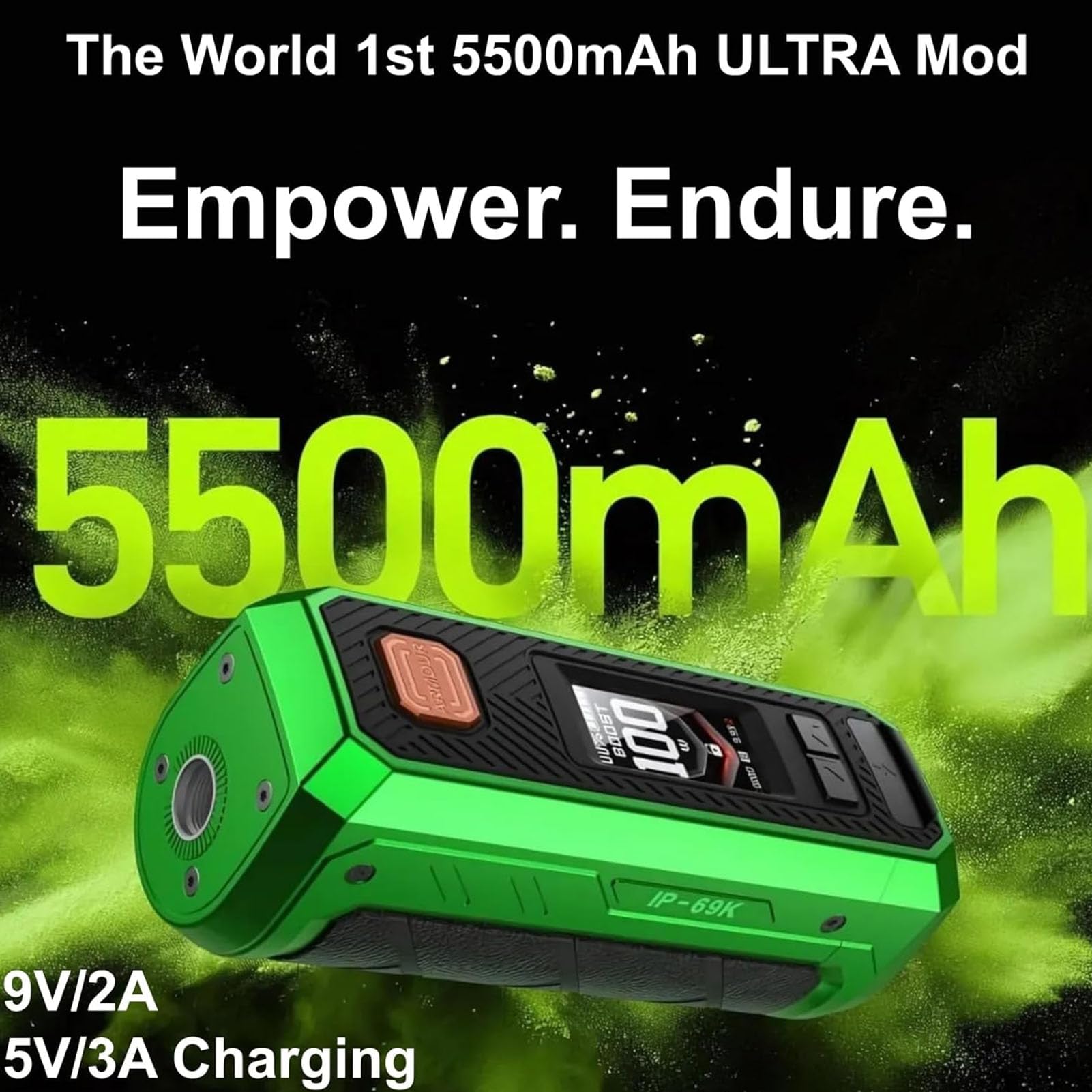Vaporesso Armour Ultra Mod 100W 5500mAh built in Battery Boost/Pulse/ECO/TC Mode 510 Thread Water Proof E Cigarette Box (Negro obsidiana)