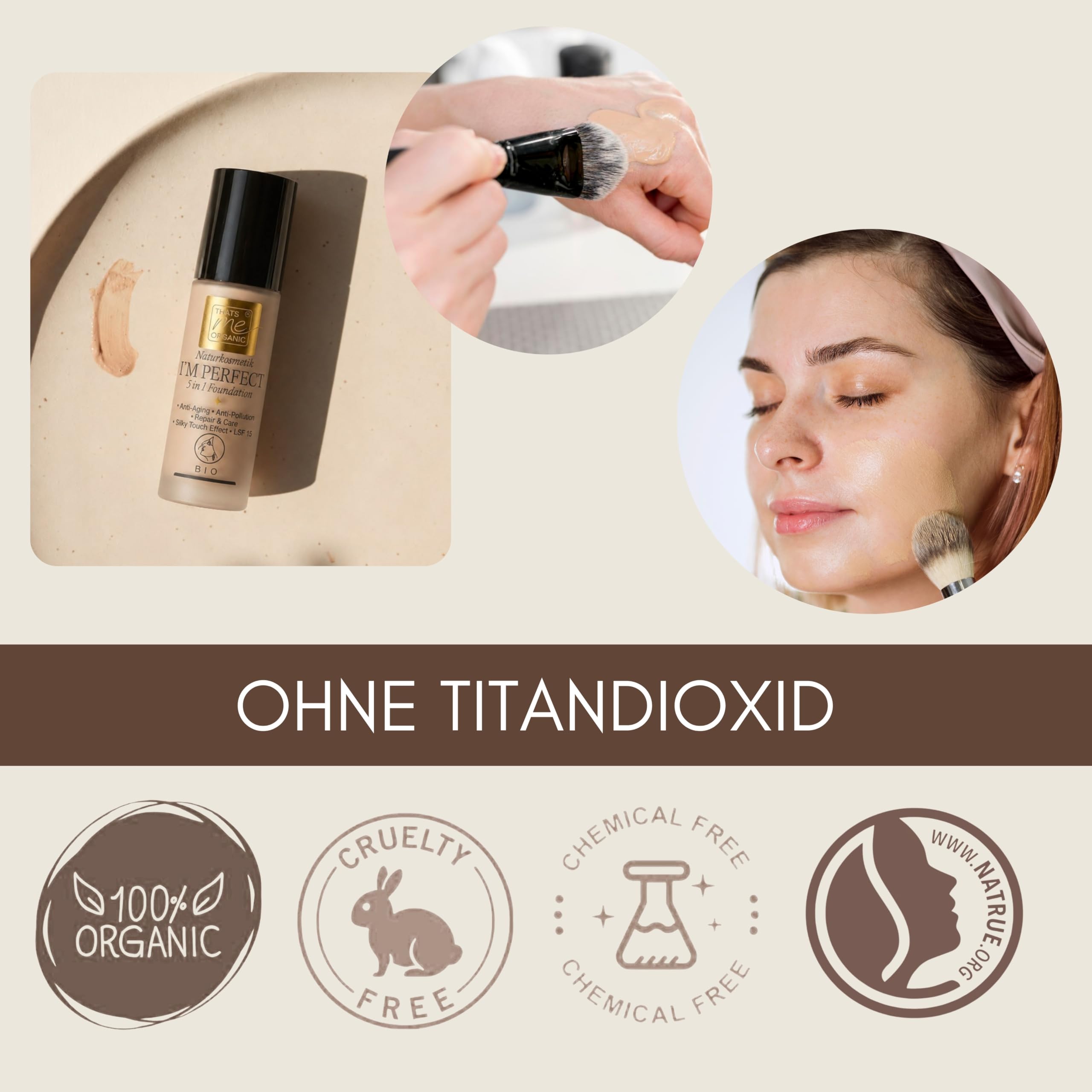 Thats me organic BIO Foundation Serum I´M PERFECT 5in1 – 30ml vegan ohne Titandioxid – Anti Aging Foundation Make Up mit Sonnenschutz LSF 15 – Naturkosmetik Make up für alle Hauttypen