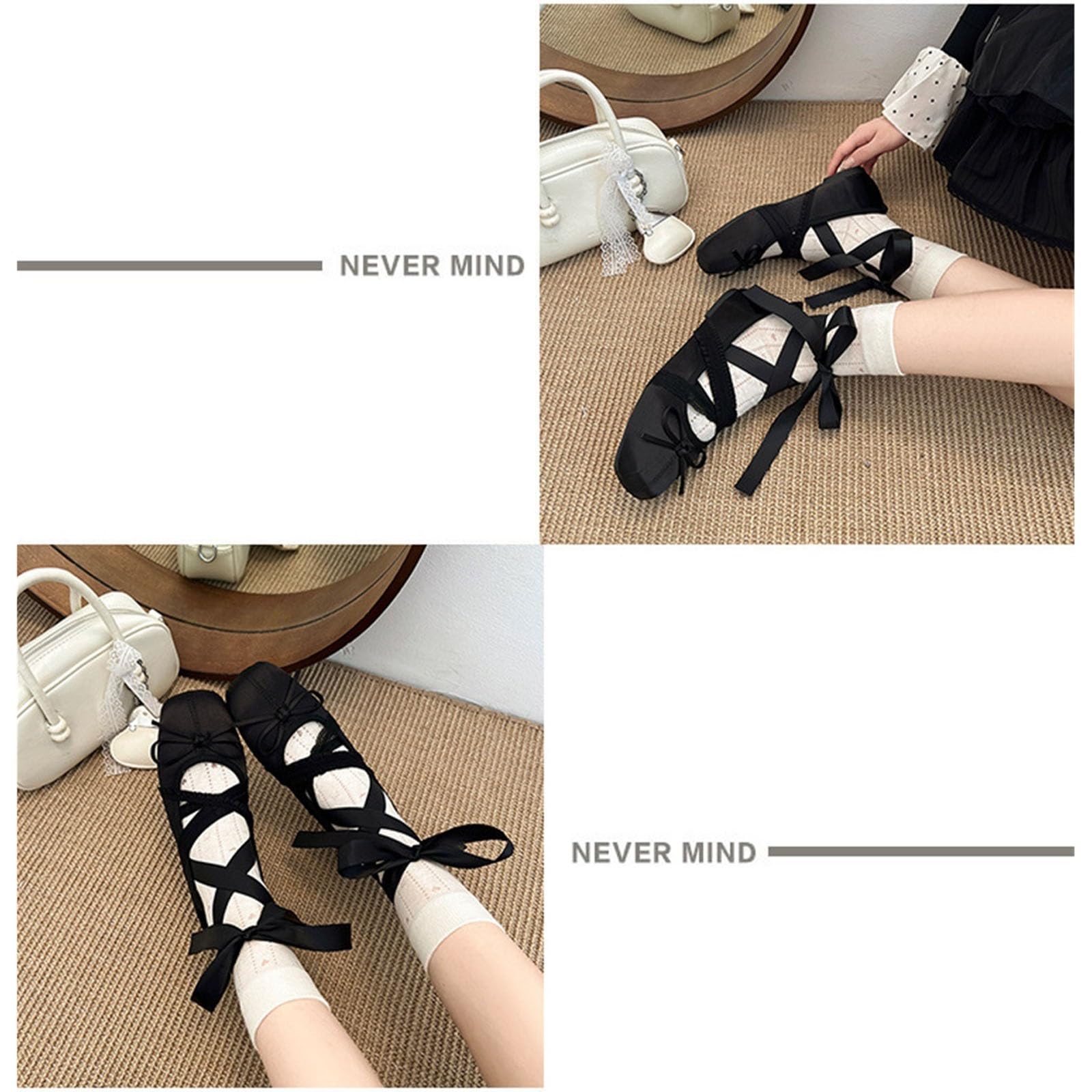 Scarpe Mary Jane da Donna Graziosi Allacciate Fiocco Ballerine Punta