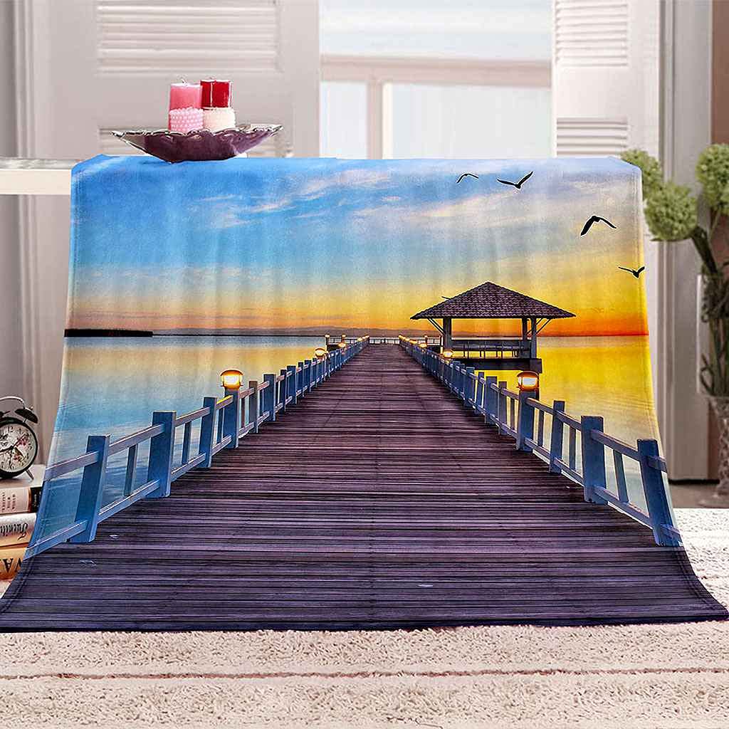 Couverture polaire paysage de lac pour vos soirées cocooning au salon