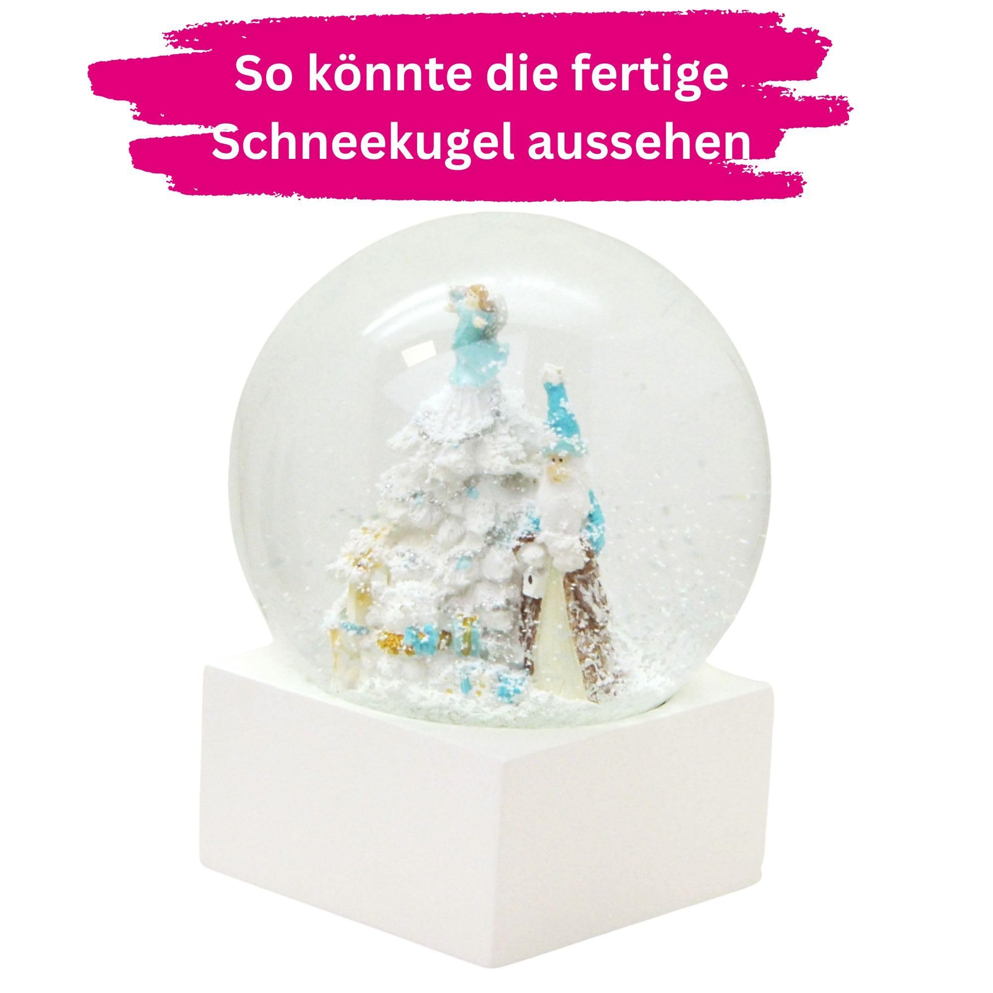 Juego de manualidades DIY Bola de nieve | Do it Yourself con bola de cristal y base de poliresina blanca cuadrada con 1 x nieve | 120 mm de diámetro – bola de agitación individual | Bola de purpurina