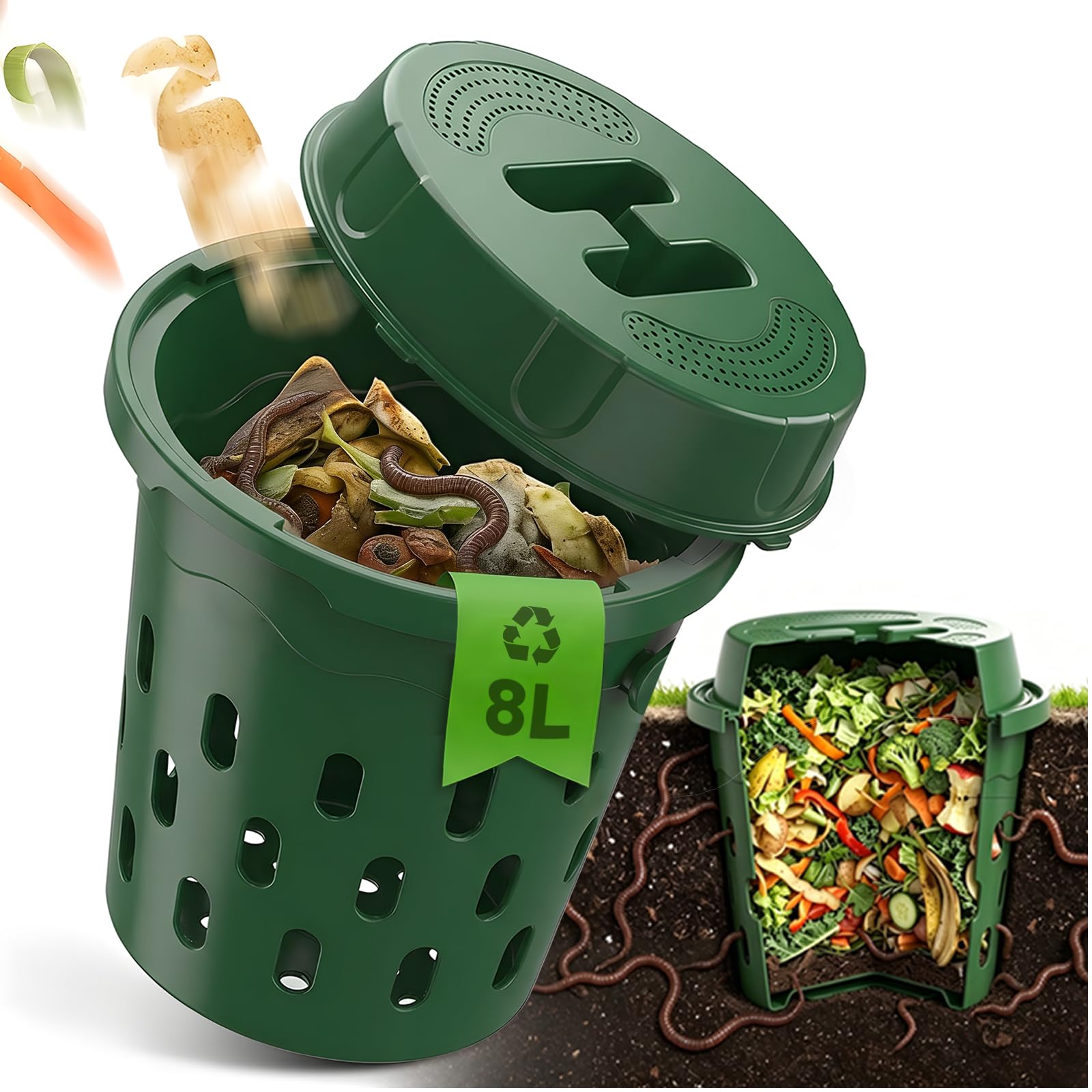 composteur souterrain 8l avec couvercle
