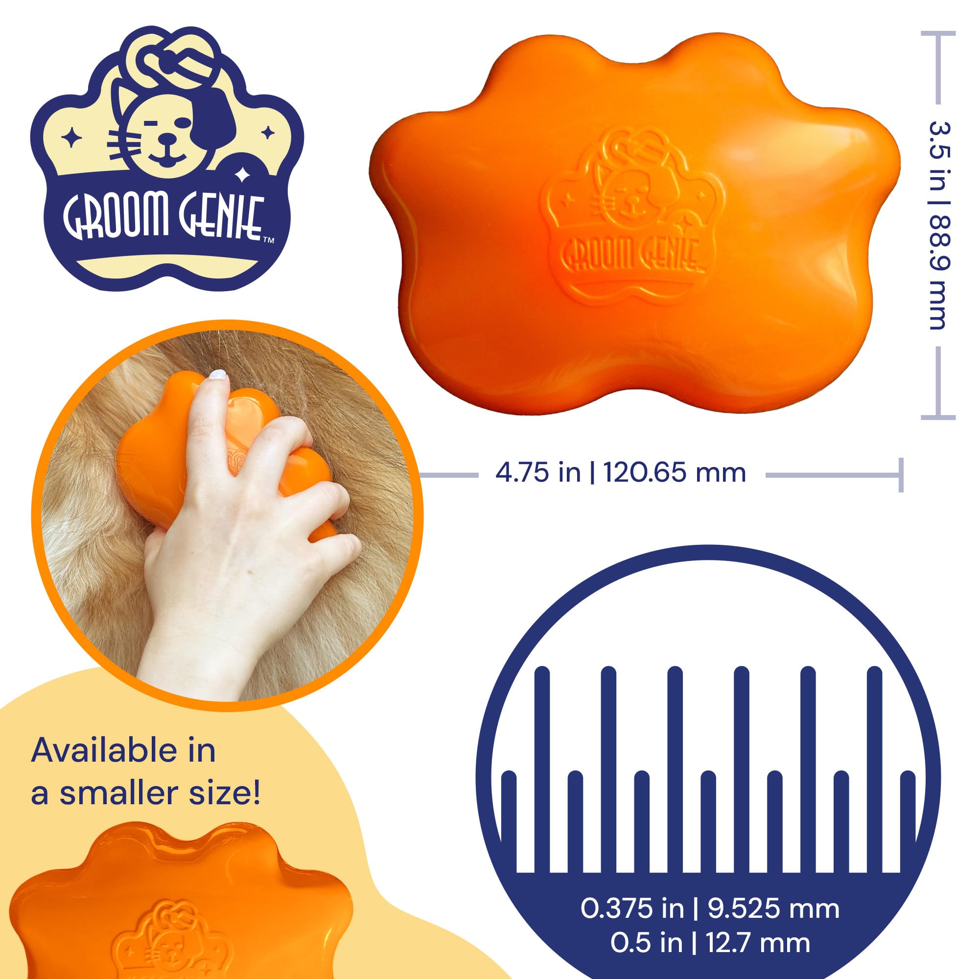 Cepillo de masaje grande de 5 pulgadas para perros y mascotas, herramienta de aseo para gatos, perros, pelo largo o corto, naranja mandarina