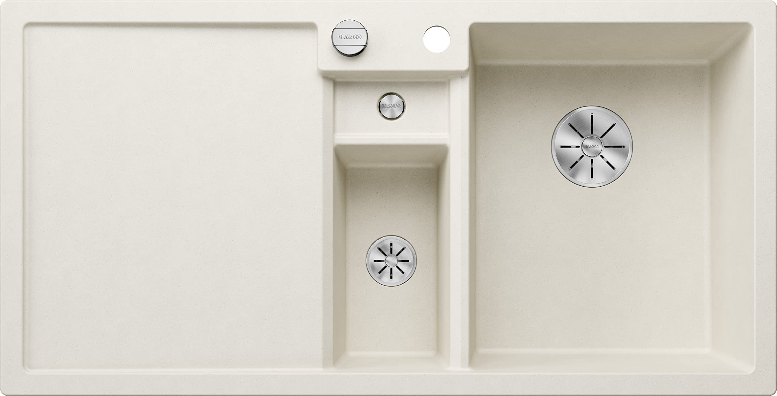 BLANCO COLLECTIS 6 S | Granitspüle aus SILGRANIT softweiß | [100x51x20,2 cm] | für 60 cm breite Unterschränke | Hauptbecken rechts | Reinigungsfreundlich | Großes Becken