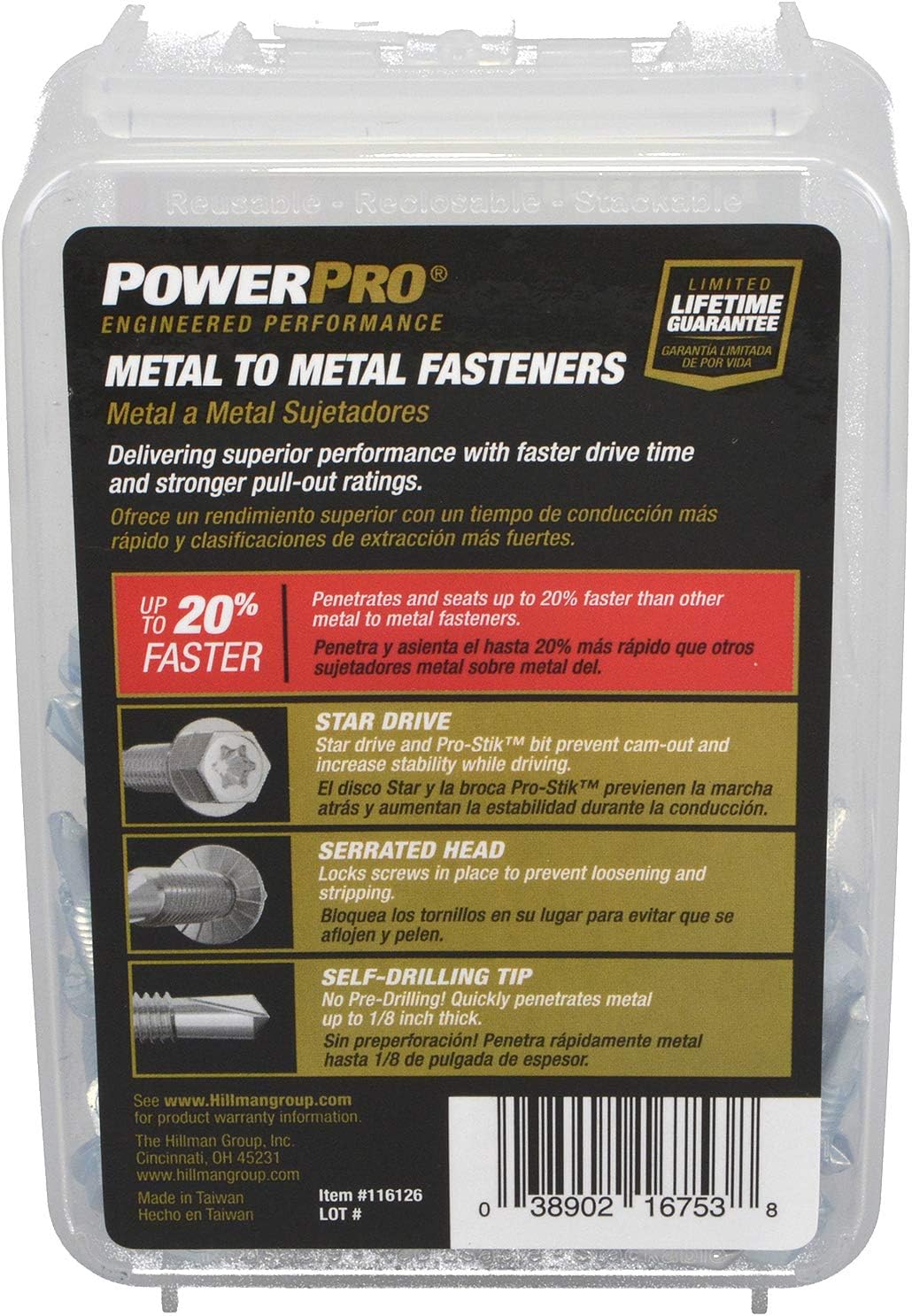 Power Pro Premium Self-Drilling Metal Screws, Zinc Plated Steel, Hex Washer Head Metal to Metal Winged Point Screws, Silver, #12 x 1 inch, Box of 75 Screws