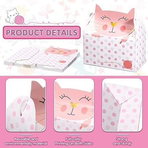 Miniatura 3 de Zonon 24 cajas de regalos de fiesta de gatos adoptar una caja a dos aguas de fiesta de gato, lindo gatito, bolsas de golosinas para mascotas,