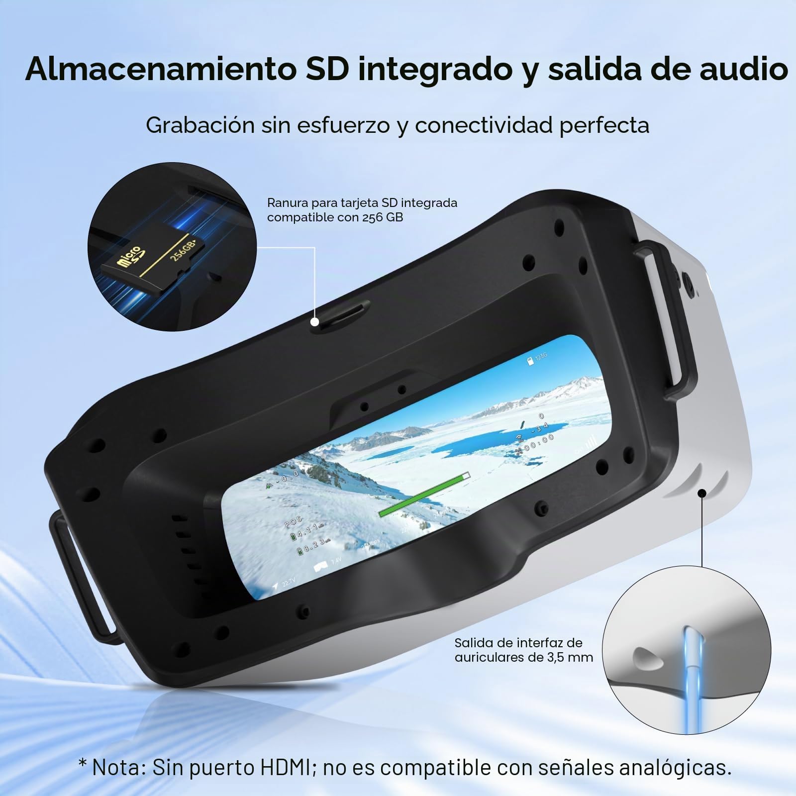 CADDXFPV Walksnail Avatar HD FPV Gafas L - Pantalla de 1080p de 4.5 pulgadas, seguimiento de cabeza, experiencia de vuelo inmersiva, señal PPM, ranura Micro SD, personalización de lentes, compatible