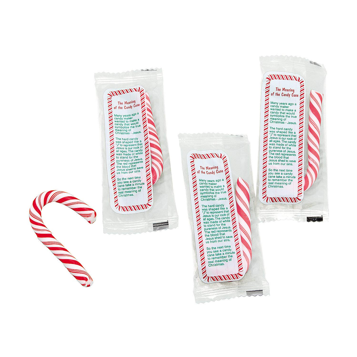 Fun Express Scripture Candy Canes Bulk - 40 Individually Wrapped Peppermint Christmas Candy with Religious Message | Christian Holiday Treats for Church, Sunday School & Faith-Based Celebrations