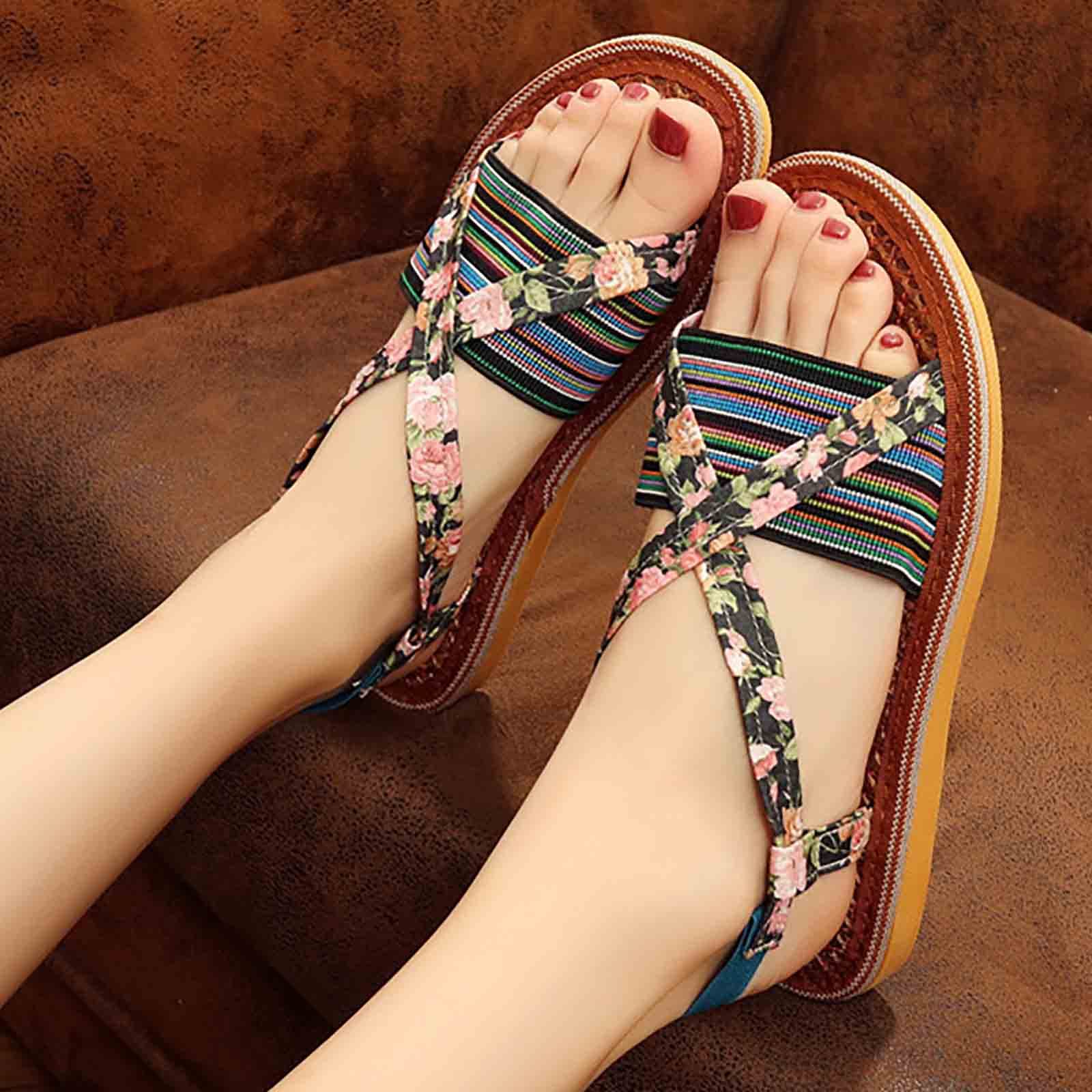 Sandali da Donna Appartamenti Estivi Pantofole Piatte Casual Scarpe da Spiaggia Comode Scarpe da Passeggio Casual