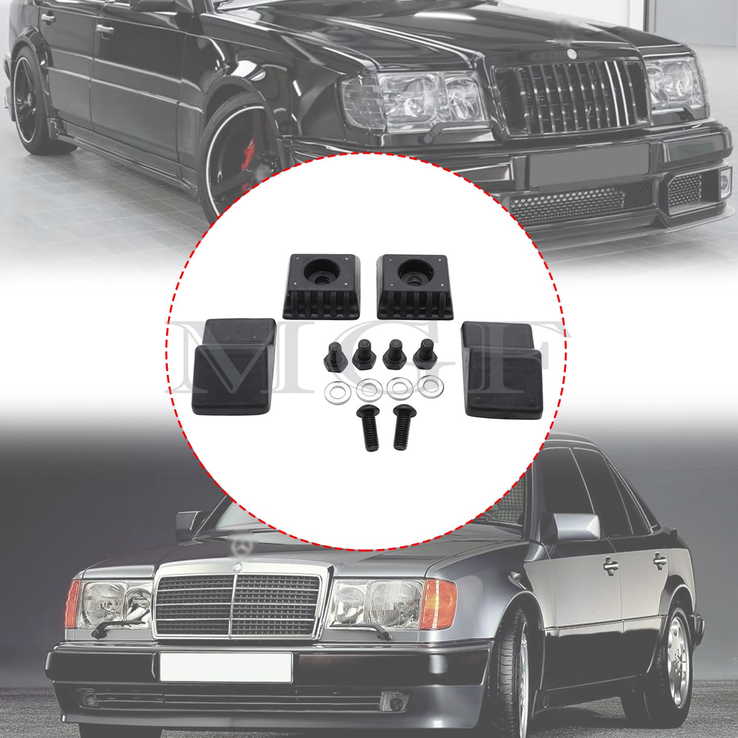 4 x odbojniki tylnej klapy ze śrubami, zamiennik kompatybilny z Mercedes W124 A124 C124 S124 odbojniki bagażnika, gumowe odbojniki A1247580144 1247580144