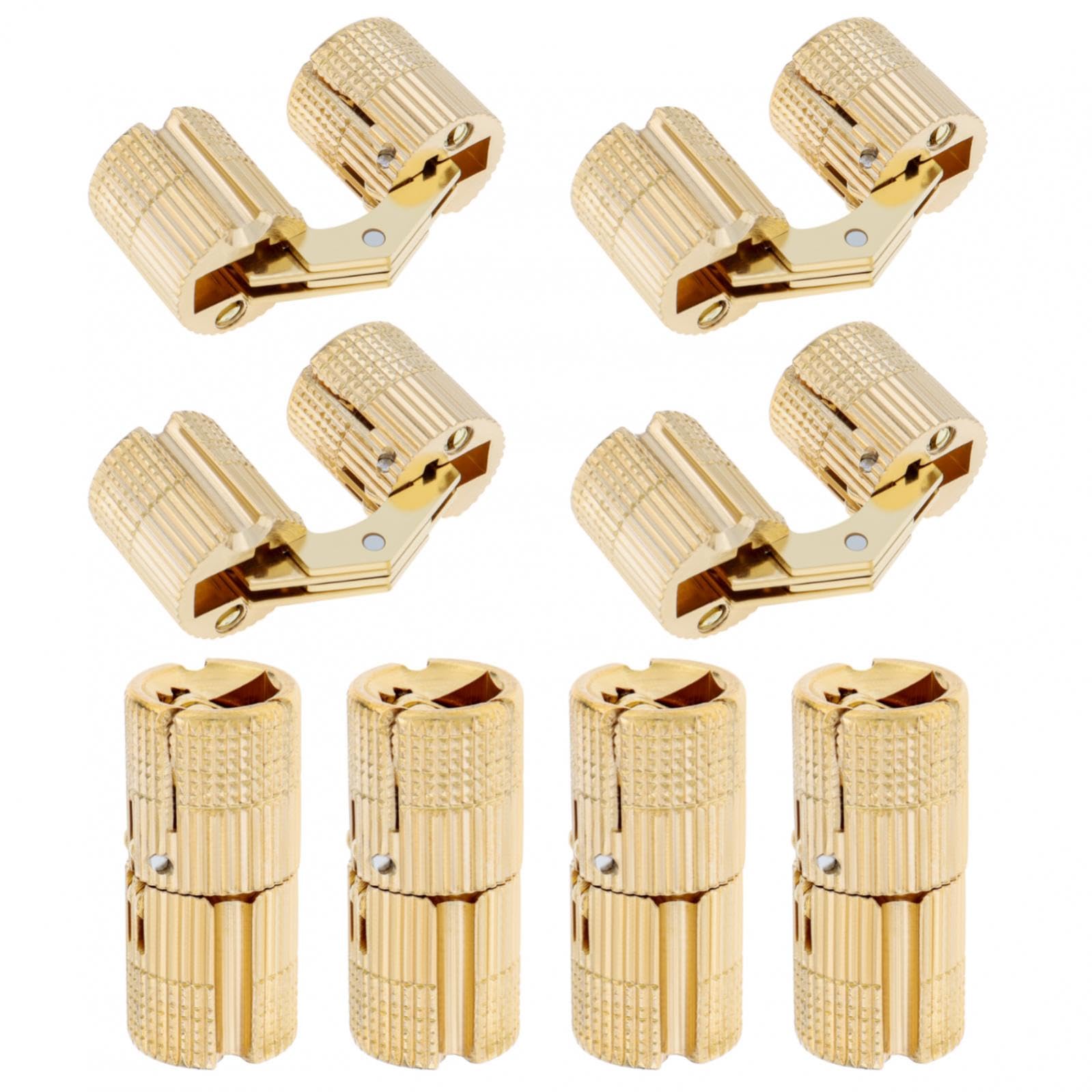 HOJLKLD 8Pcs 14 mm Hidden Brass Barrel Hinges, 180 Degree Opening Angle Concealed Furniture Hinges for DIY Jewelry Box Hand Craft (8, 14mm)