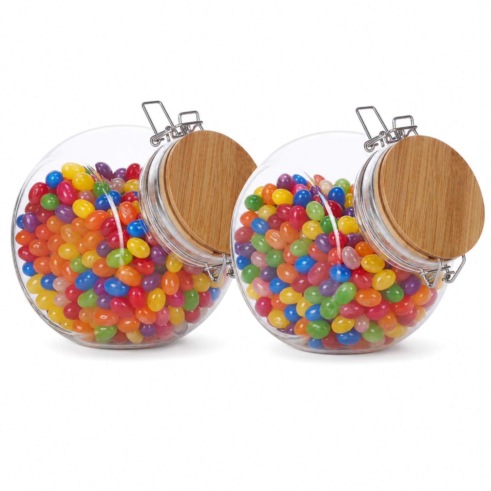 KKC - Tarro de cristal para caramelos, tarros herméticos para galletas con tapas, juego de 2 tarros para encimera de cocina con tapas, 68 onzas
