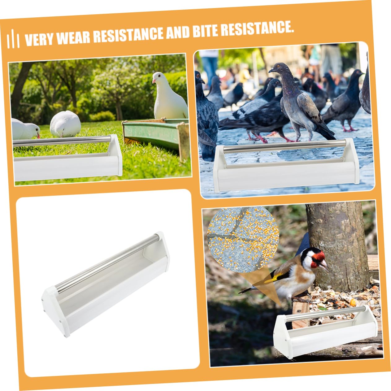 Comedero para Pájaros de Plástico Acero 2 Piezas Blanco | Anti-salpicaduras, Ligero y Resistente al Desgaste, Fácil de Limpiar, para Parques y Jardines