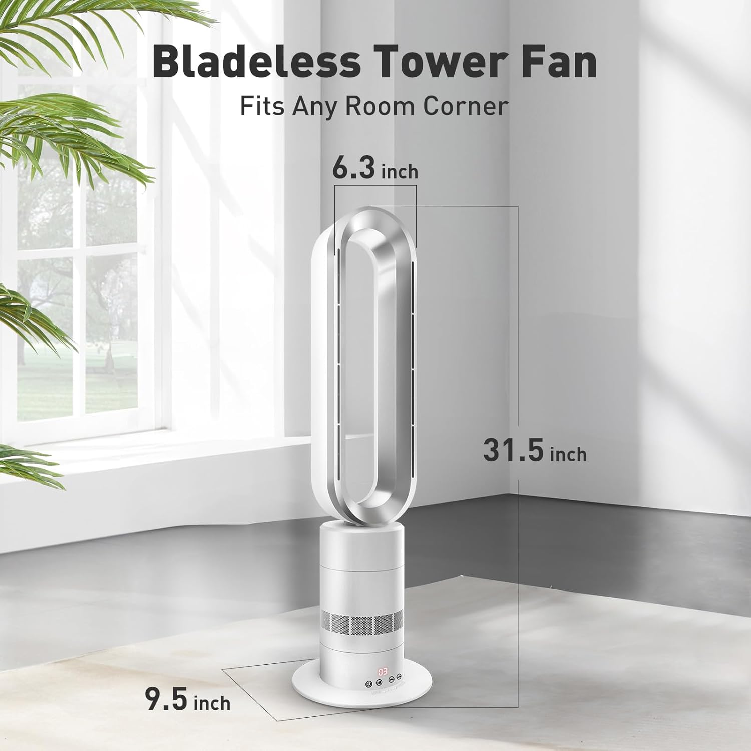 Xcity TP18Pro Bladeless Tower Fan, 2-in-1 Heater & Cooling Fan, Remote & Touch Control, 10 Cooling + 3 Heating Levels, Ultra-Quiet DC Motor for Bedroom & Home Office