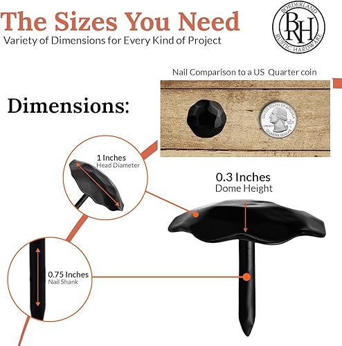 Miniatura 16 de 100 Pack 1" Small Round Head Iron Clavos Decorative Nails – Sealed Unfinished – Handmade Rustic Round Fasteners for Farmhouse Shutter, Faux Wood