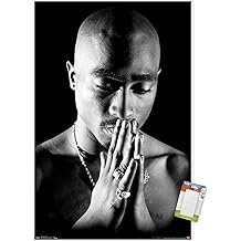 Tupac - Praying Wall Poster, 34L" x 22.4W", Premium Poster &amp; Mount Bundle