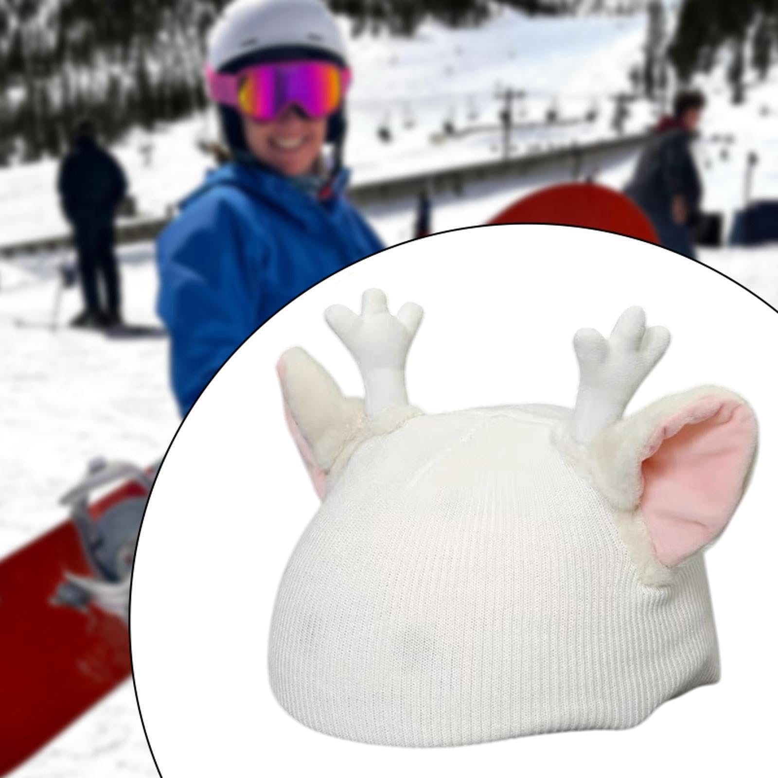 Menolana Ski Helmet Cover Knitted Cap Decorative Snowboard Lovely Multifunction Portable Skiing Helmet Accessory Ski Helmet Decoration, White