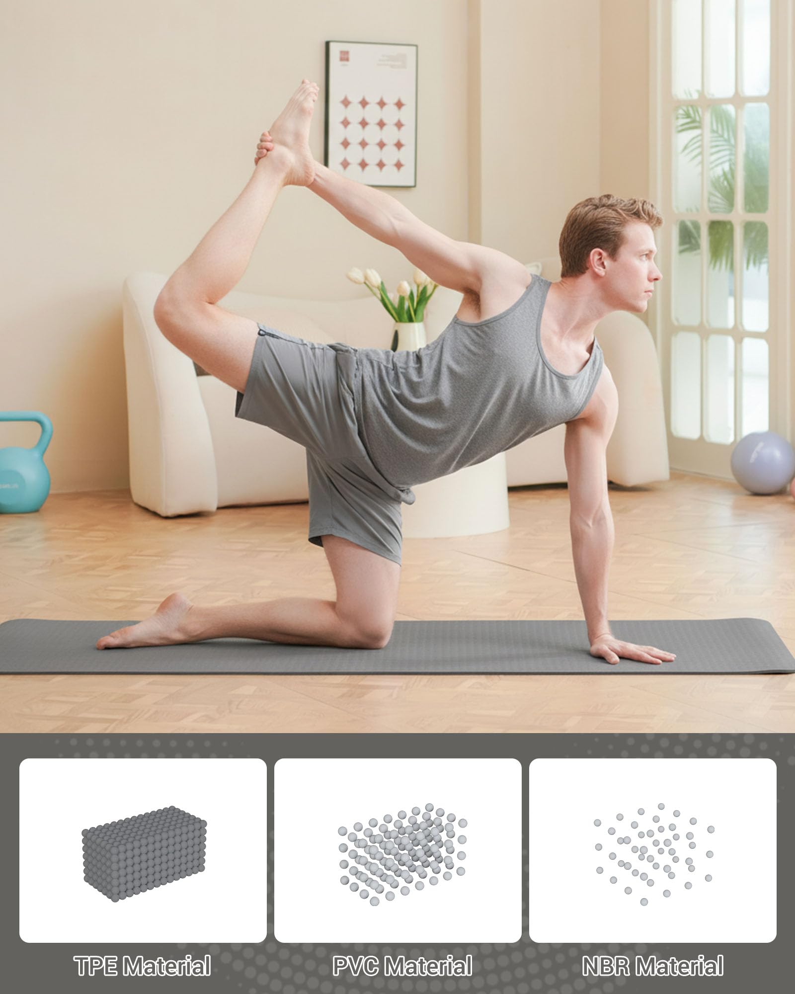 Good Nite Tappetino da ginnastica, yoga, fitness, antiscivolo, per allenamento, sport, turn, pilates, con tracolla, 183 x 61 x 0,6 cm