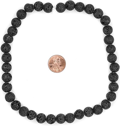 Vista 2 de TheBeadChest - Cuentas de lava volcánica negra (0.394 pulgadas) (agujero grande)