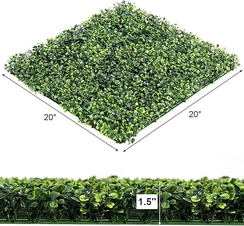Miniatura 6 de Giantex 12 paneles artificiales de boj de 20 x 20 pulgadas, pantalla de valla de privacidad para jardín, 33.3 pies cuadrados de vegetación