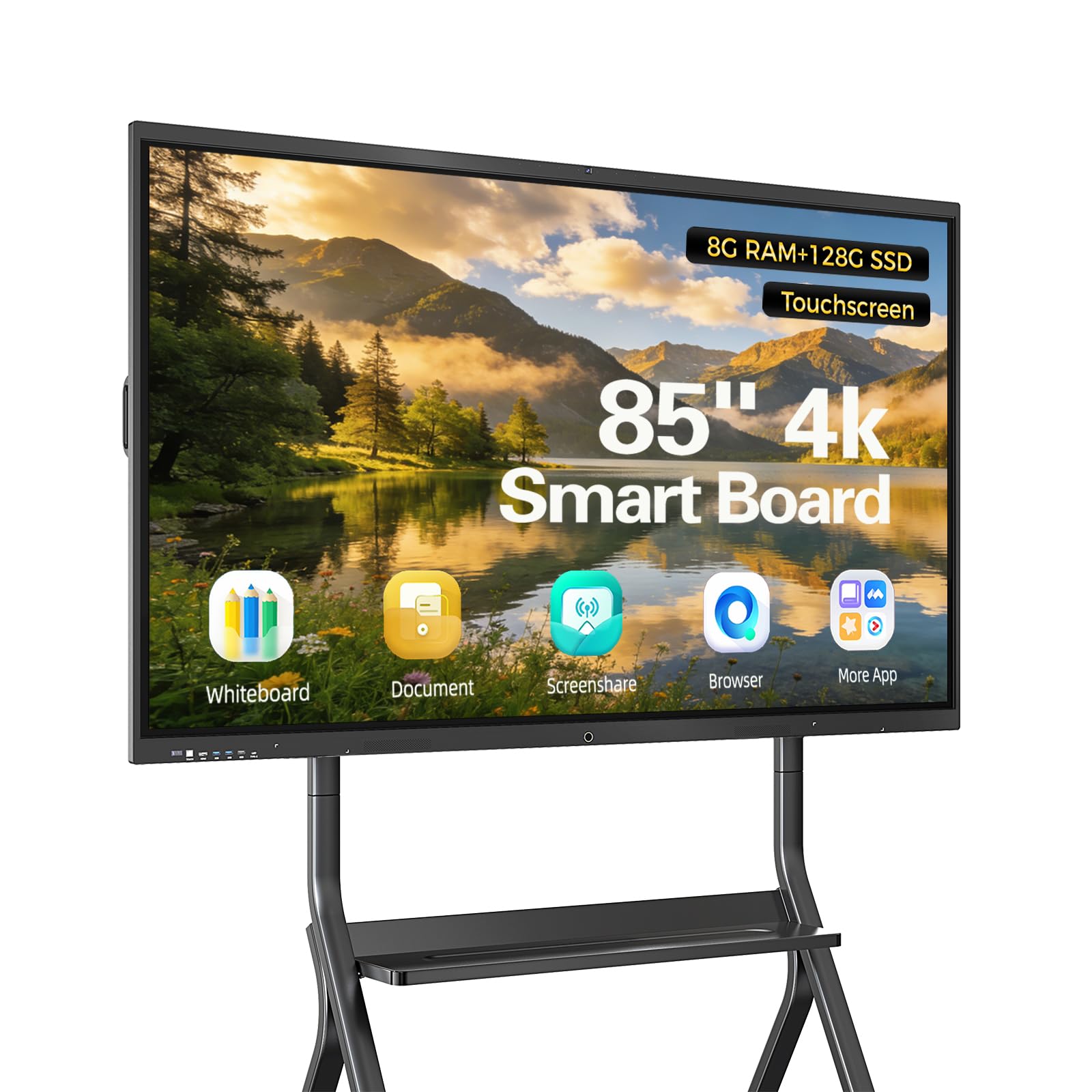 85'' 4K UHD Smart Board, Interactive Digital Whiteboard, 20-Point Touchscreen, All-in-One Electronic Whiteboard for Office Classroom Home Business