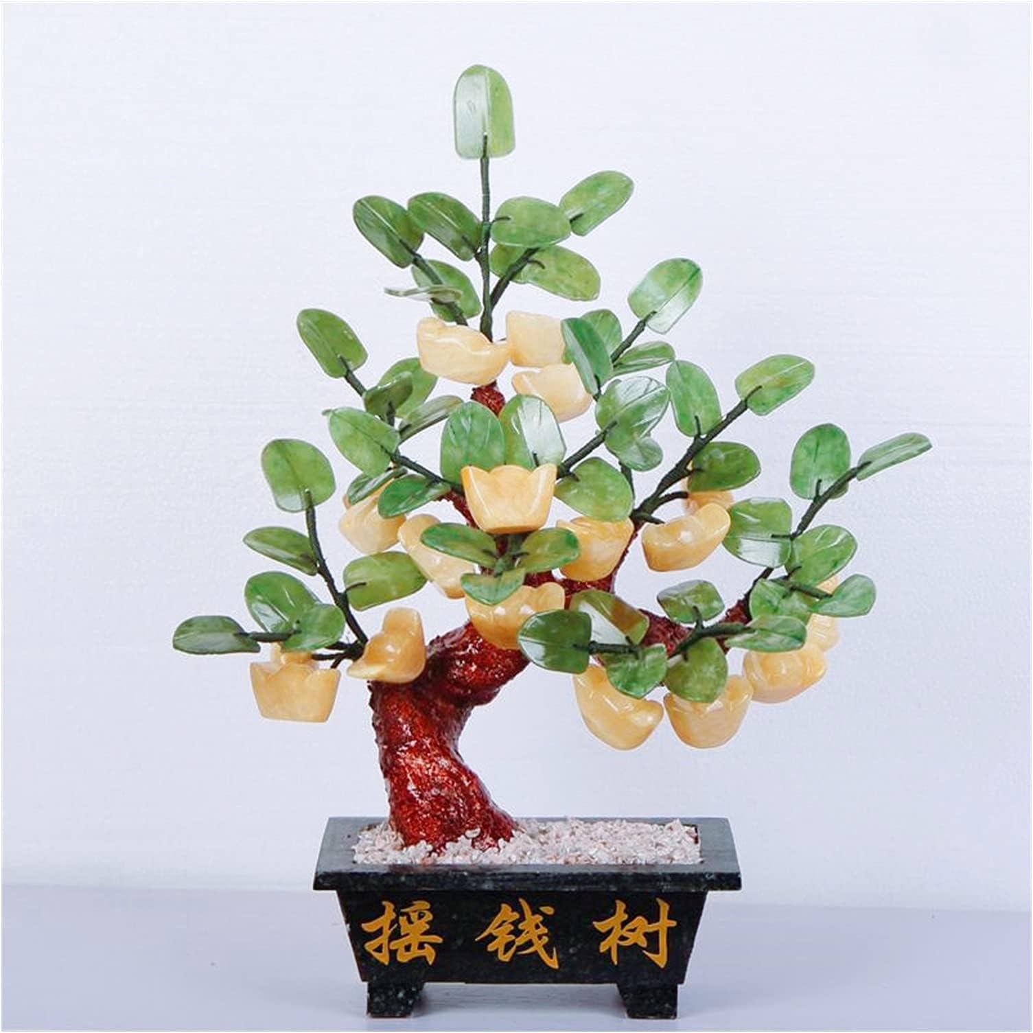 KIZQYNArtificial Bonsai Natural Topaz Trees Gemstone Crystal Bonsai Fortune Money Tree for Good Luck Wealth and Prosperity-Home Office Decor Spiritual Gift Bonsai Tree