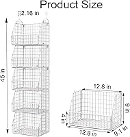 Vista 3 de Organizador y almacenamiento de armario colgante, estantes colgantes de ropa, cestas de alambre para ropa, suéteres, bolsos, zapatos, blanco, 5
