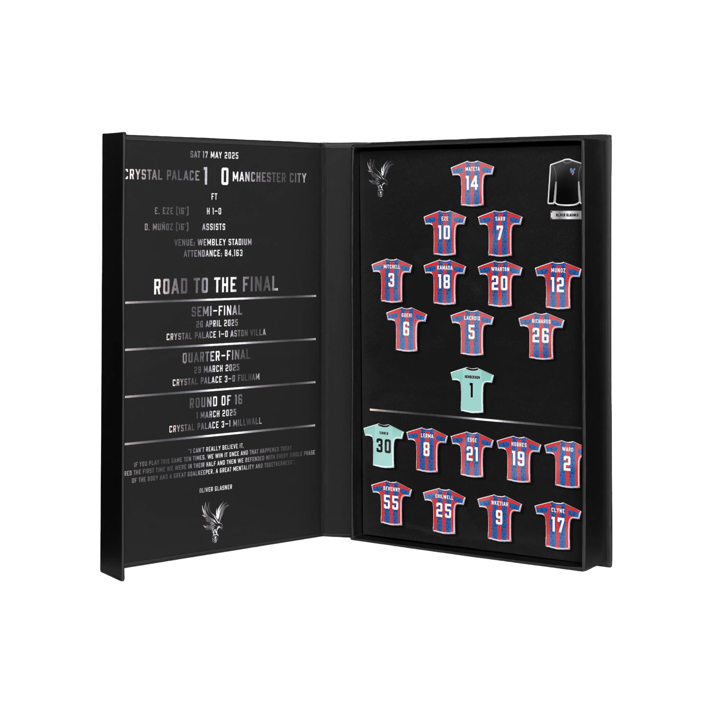FOCO Officially Licensed Crystal Palace FC FA Cup 2024-2025 21 Piece Winners Pin Badge Set