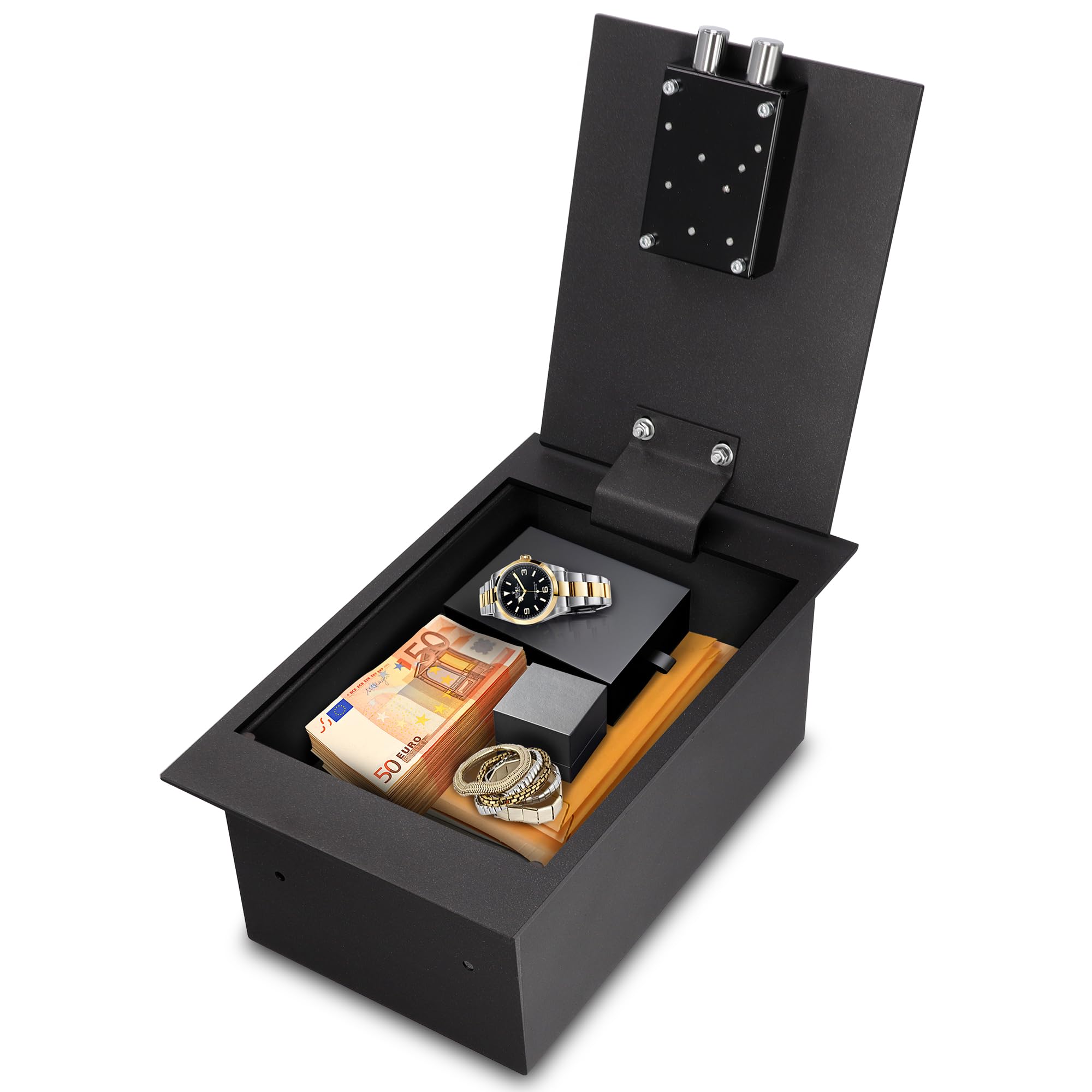 Brihard Floor mountable A4 documents fitting Safe with Key Lock - 13,5L Secure Storage - External size 18x42x26cm Home Safe with Key Lock - Floor mounted Heavy Duty Safety - Internal size 17x36x22cm