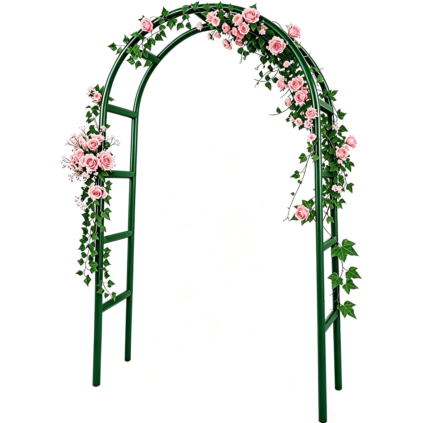 Treillis d'arche de jardin robuste en métal vert foncé pour plantes grimpantes et roses, tube de 19 mm, 180 x 220 cm – Support extérieur parfait pour vignes et décoration de jardin