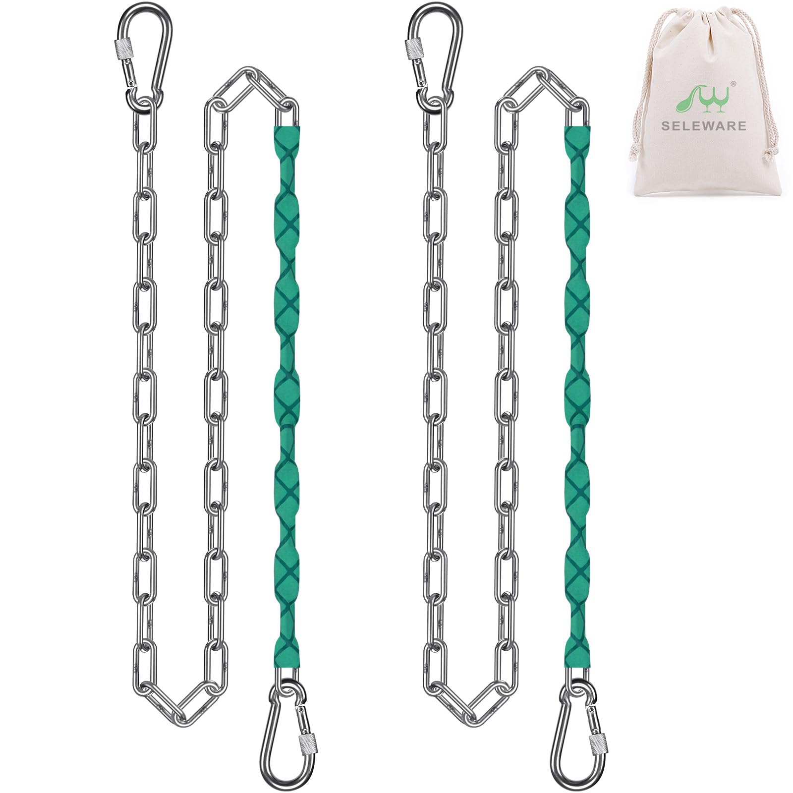 SELEWARE 2 Pcs 85" Heavy Duty Swing Chains Stainless Steel Hanging Chains