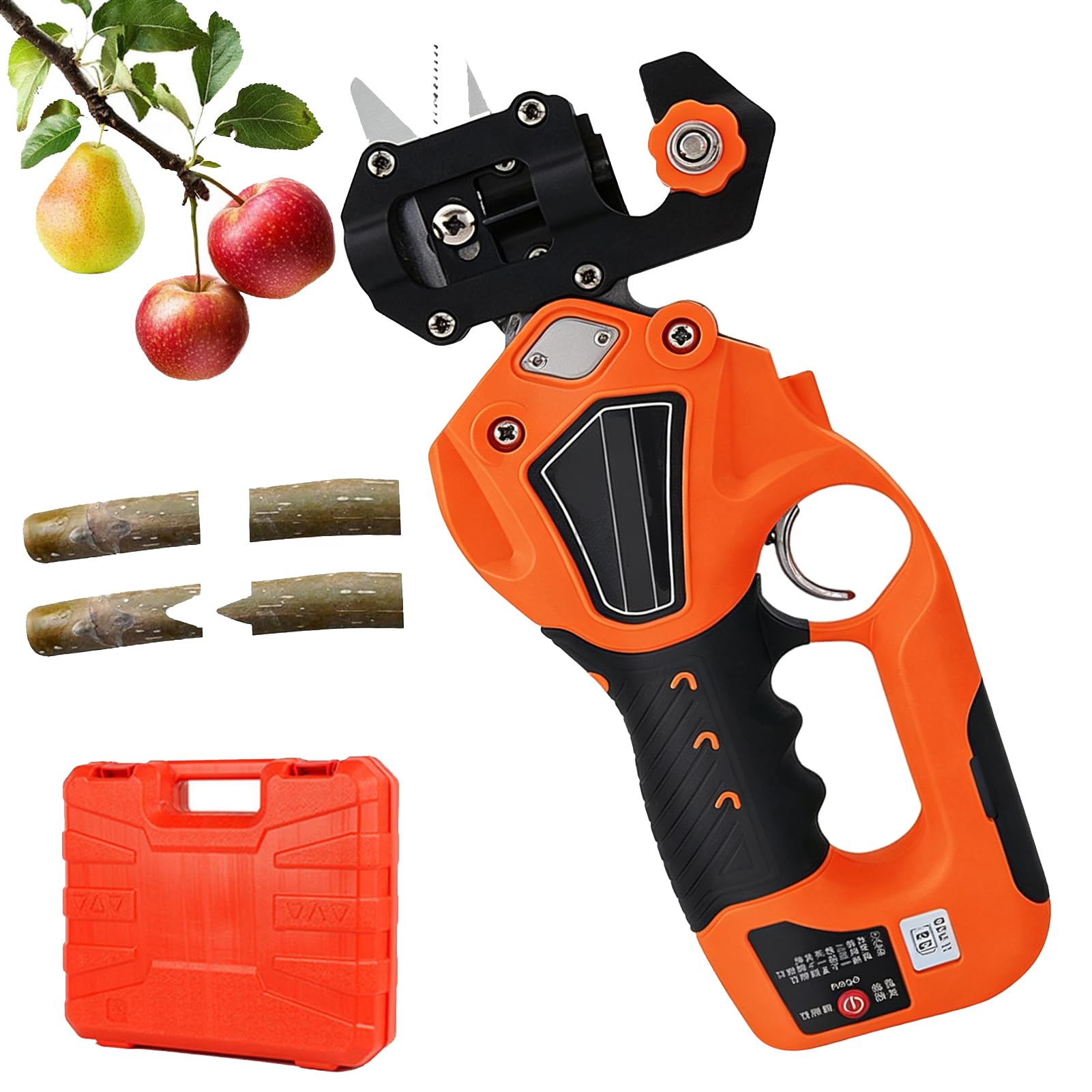 Forbici elettriche da potatura senza fili 2-in-1 e strumento per innesto | Taglio massimo 10mm, Display LCD, 4 Batterie, Fino a 4 Ore di Lavoro, per Albero da Giardino