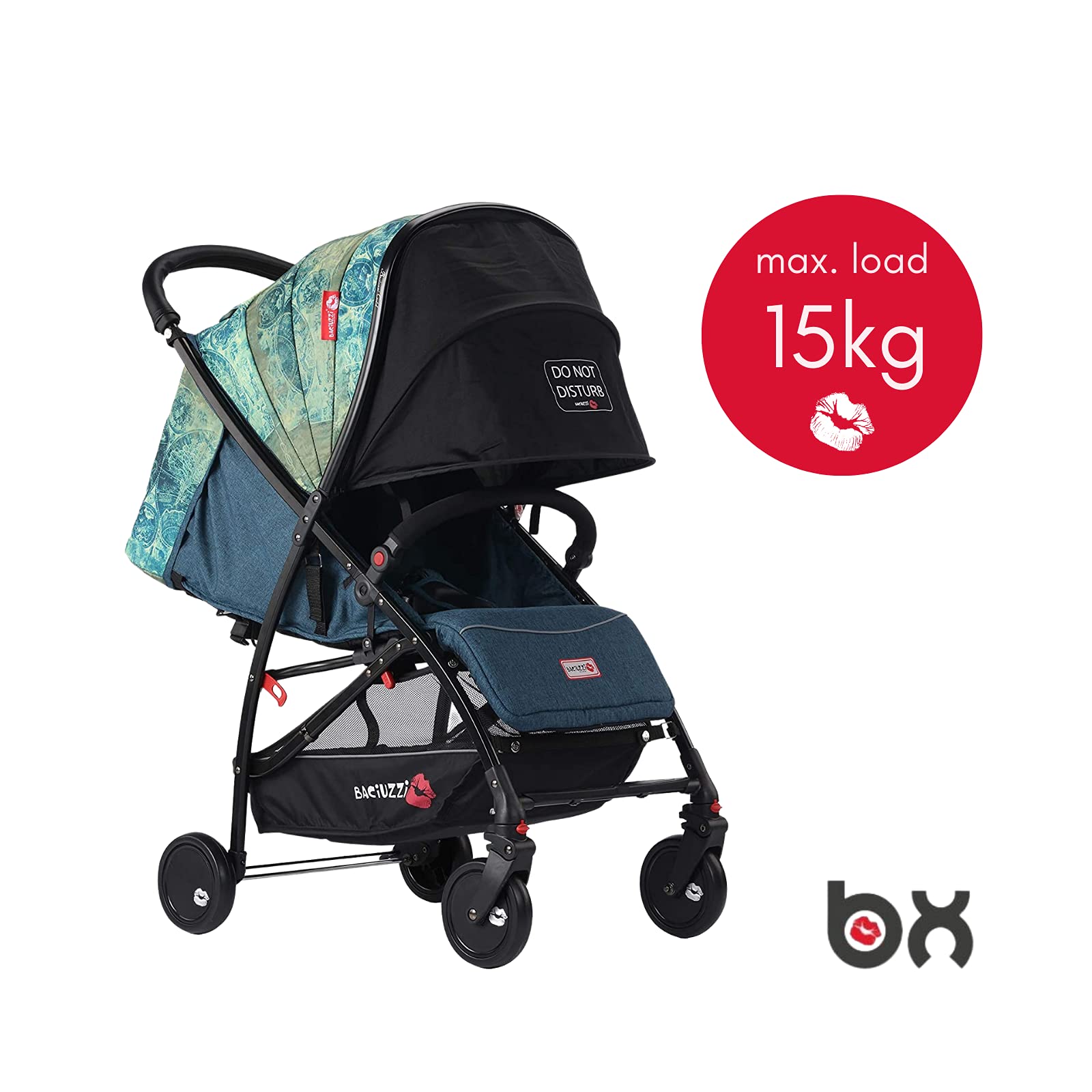 Baciuzzi, passeggino leggero, pieghevole, compatto con chiusura lampo semplice e pratica ad una mano, passeggino accessoriato, traspirante, BX Voiage Riva