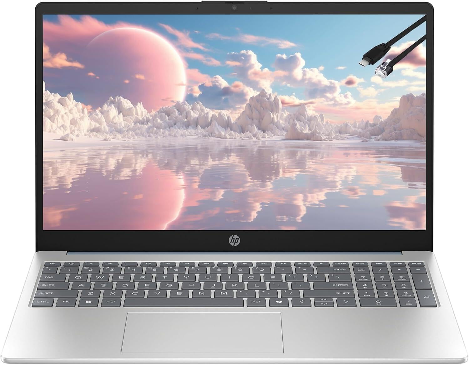 HP Touchscreen Laptop Computer with Intel i3-N305 (8C/8T, Up to 3.80 GHz), Lifetime Office 365, 16GB RAM, 500GB SSD, 15.6″ FHD, WiFi 6, Numeric Keypad, Sky Blue, Windows 11 Home, Type C RJ45 Cable