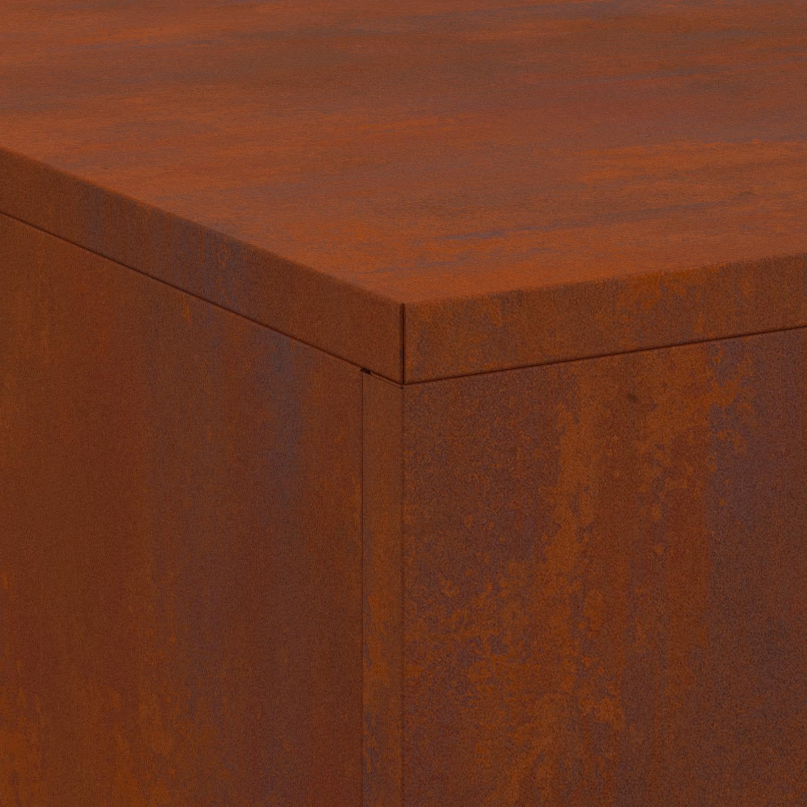 vidaXL Foyer de cheminée Marron 100 x 100 x 30 cm Acier patiné, Foyer de Jardin élégant, carré en métal Moderne, résistant à la Chaleur, Parfait pour Vos soirées Entre Amis