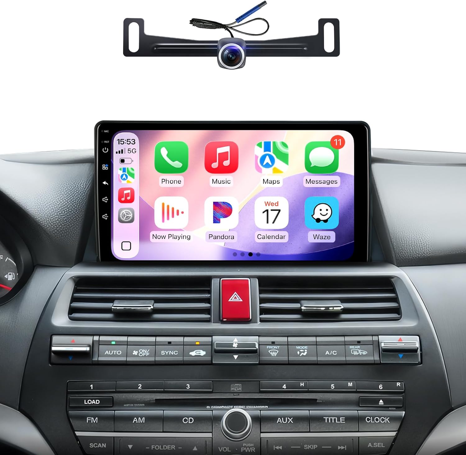 for Honda Accord 8th 2008 2009 2010 2011 2012 2013 Radio Stereo Upgrade with Carplay Android Auto GPS Navigation SWC Backup Camera Bluetooth Touchscreen Replacement (4+64G)