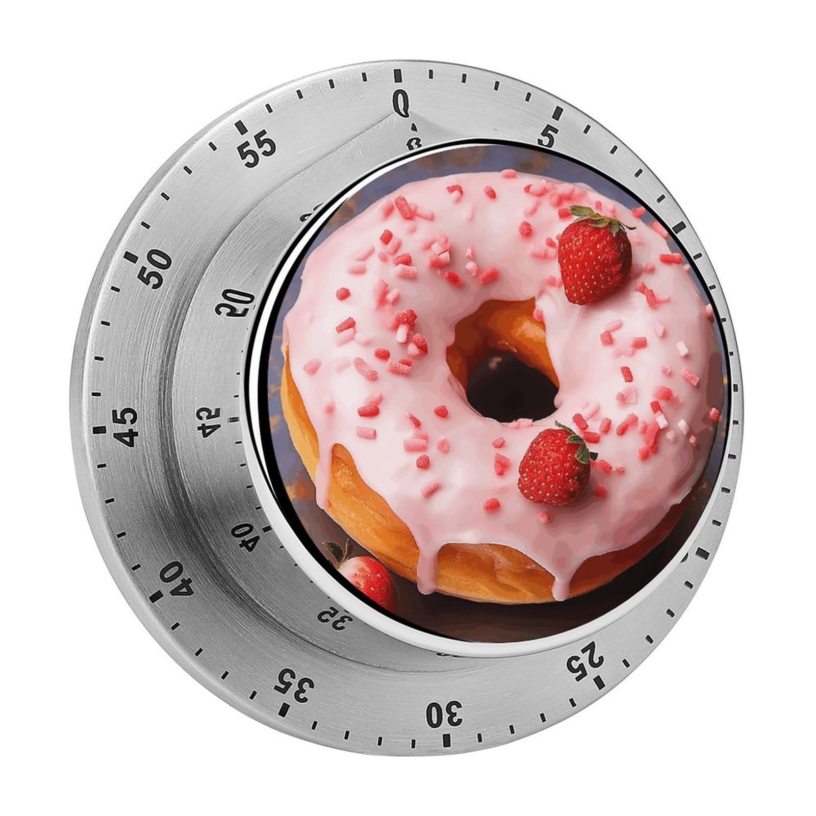 Adfgyerh Style Strawberry Donut Timer For Cooking, Kitchen Timer Magnetic No Batteries Required, Mechanical Timer With Loud Alarm, For Fitness Baking Exercise Oven