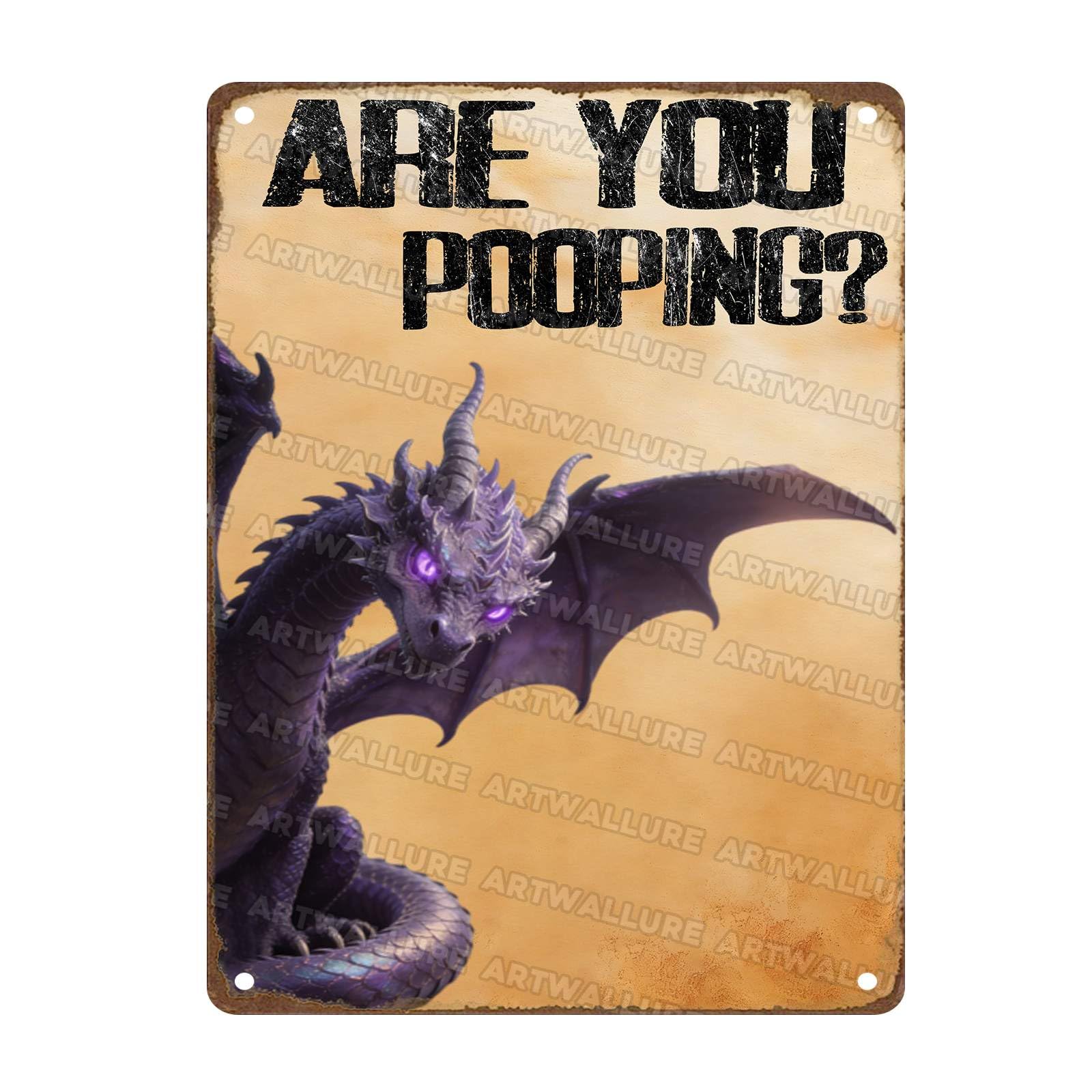 Are You Pooping Metal Sign Funny Dragon Wall Decor for Home Bathroom Poster Restroom Toilet Washroom 12x16Inch